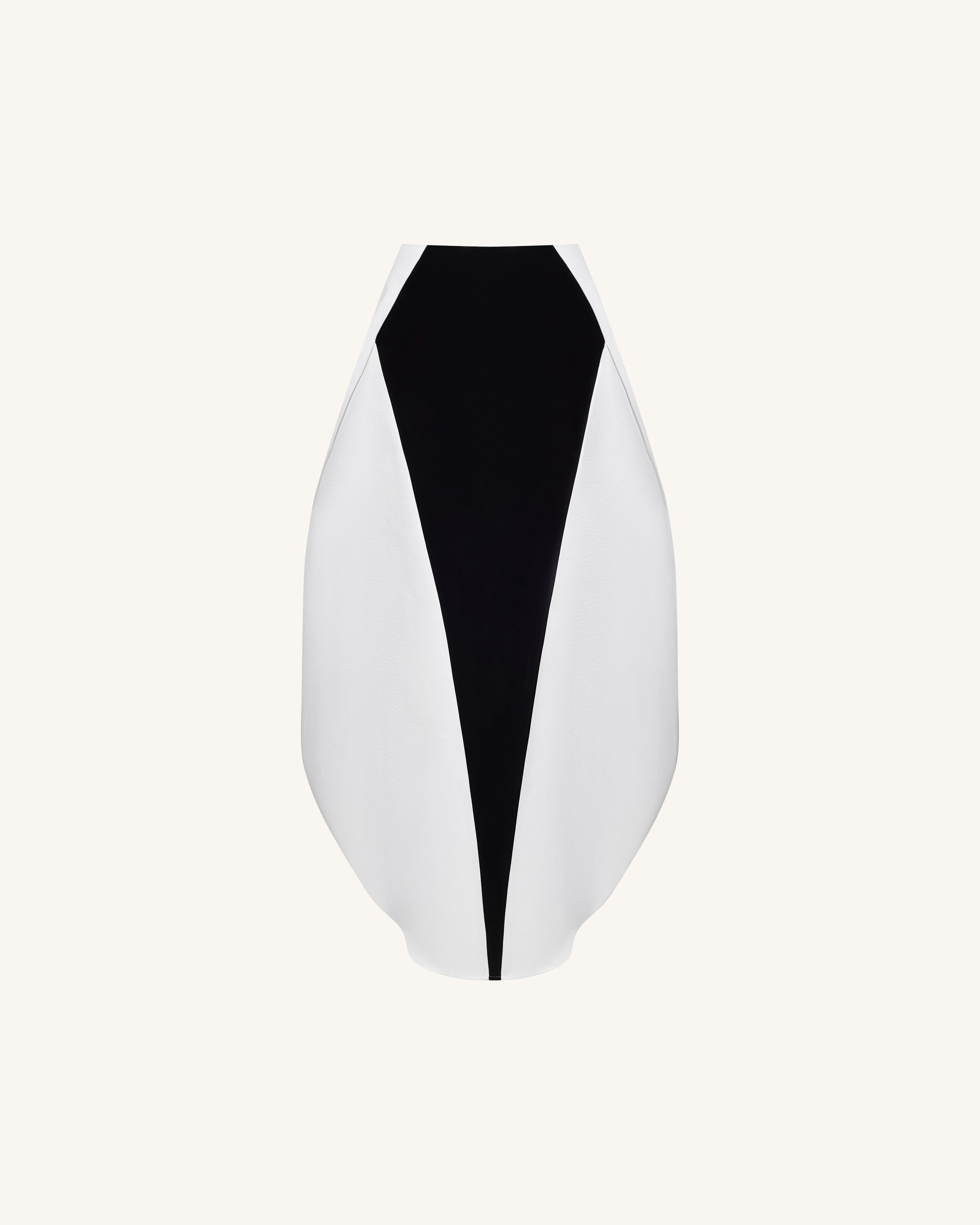 Monochrome Paneled Structured Pannier Maxi Skirt - Black
