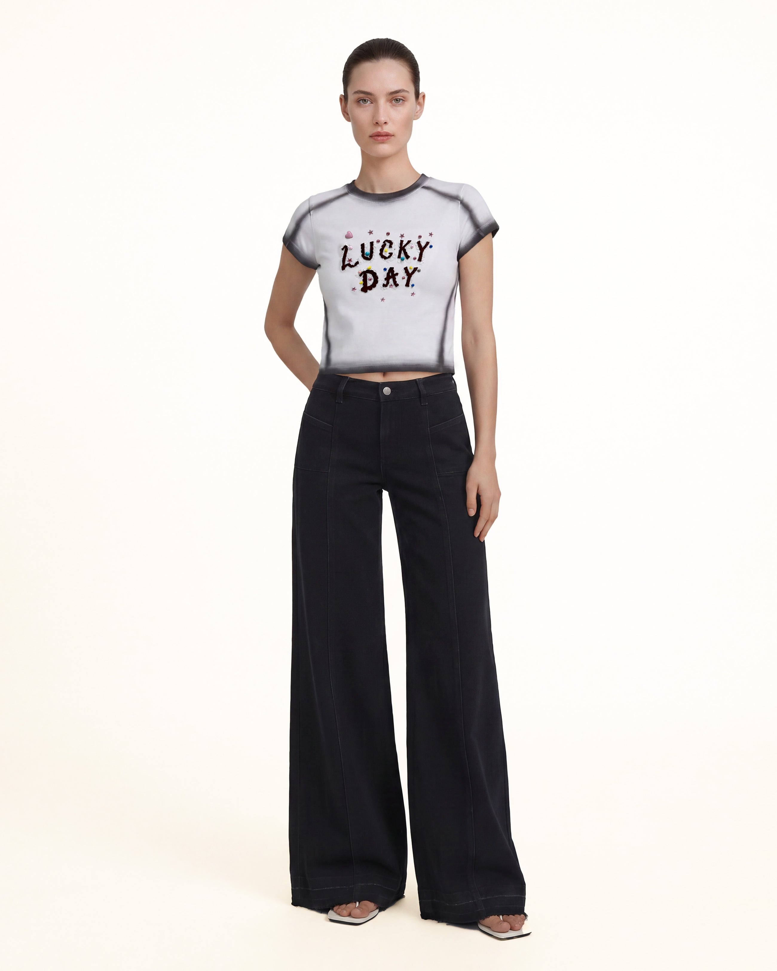 The Pixie Lucky Day Beaded Tee - Inky Edge