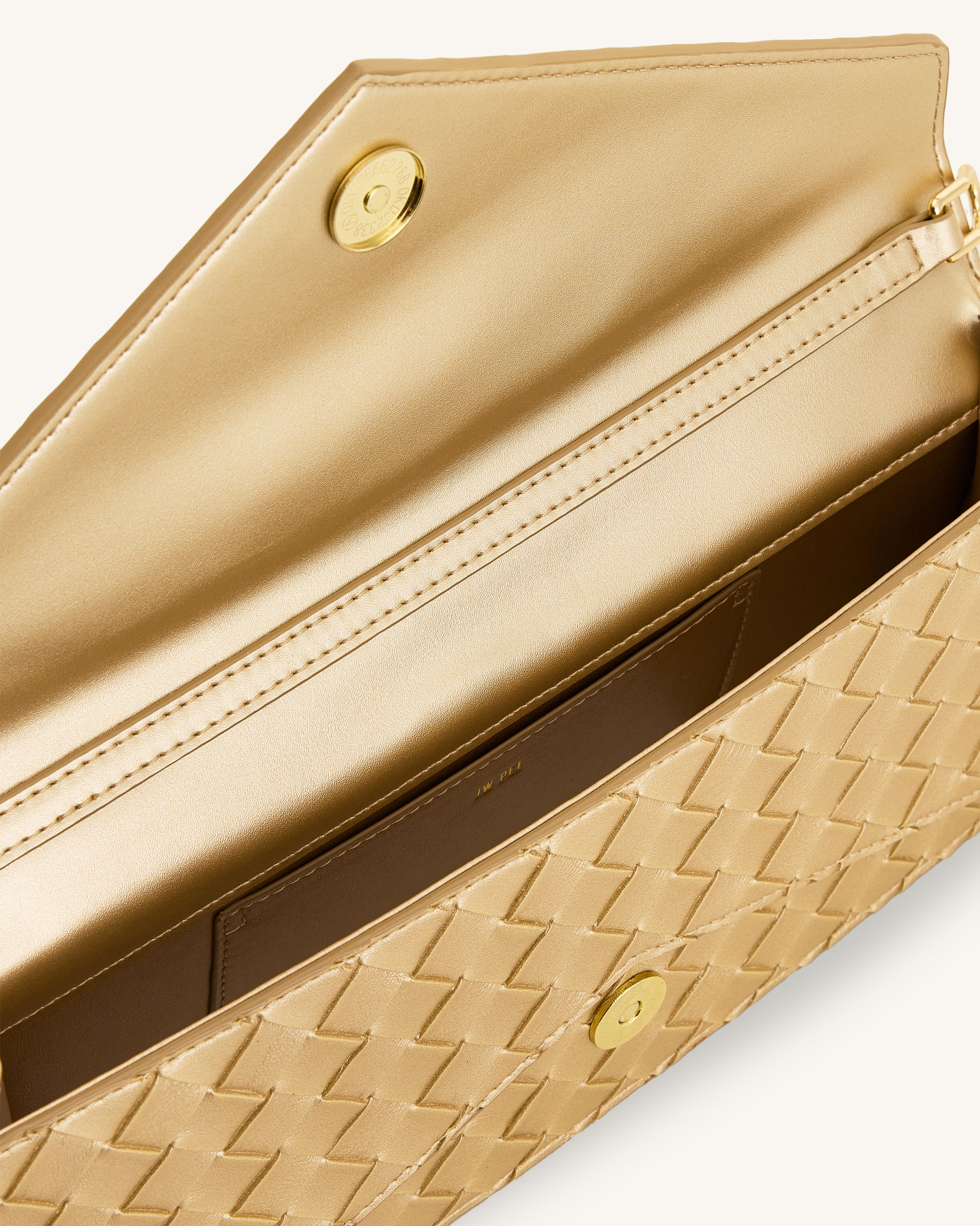 Celeste Woven Textured Envelope Top Handle Bag - Champagne Gold