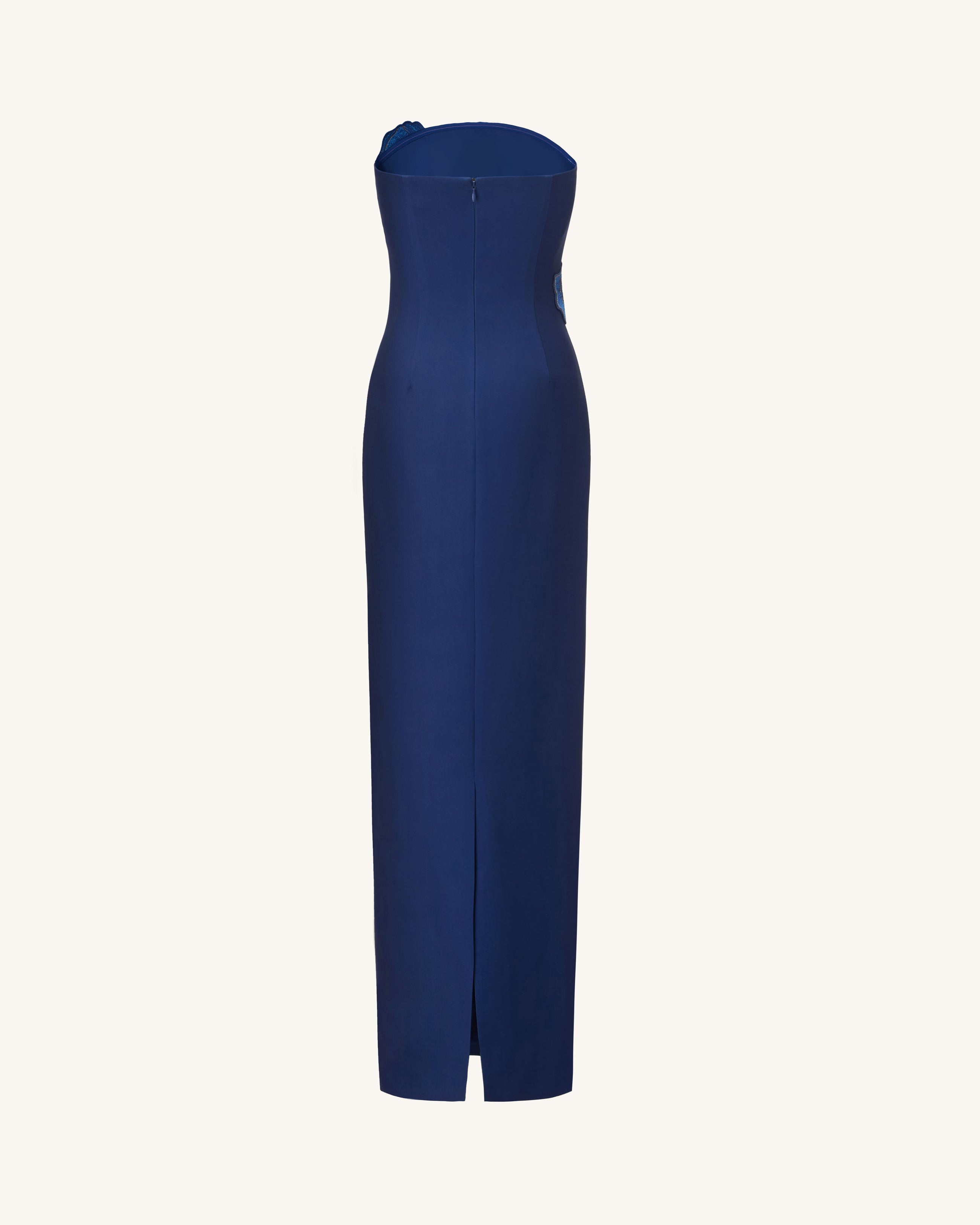 Iris Embroidered Strapless Maxi Dress - Navy Blue