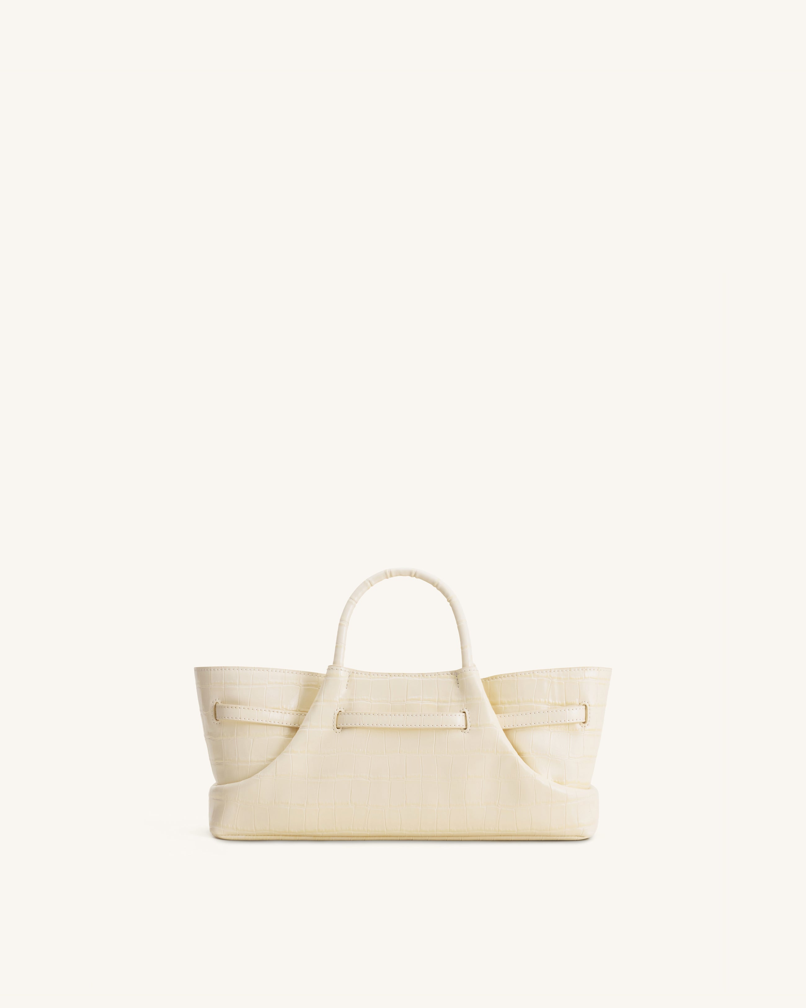 Maeve Dachshund Metal Charm Tote Bag - Ivory Croc