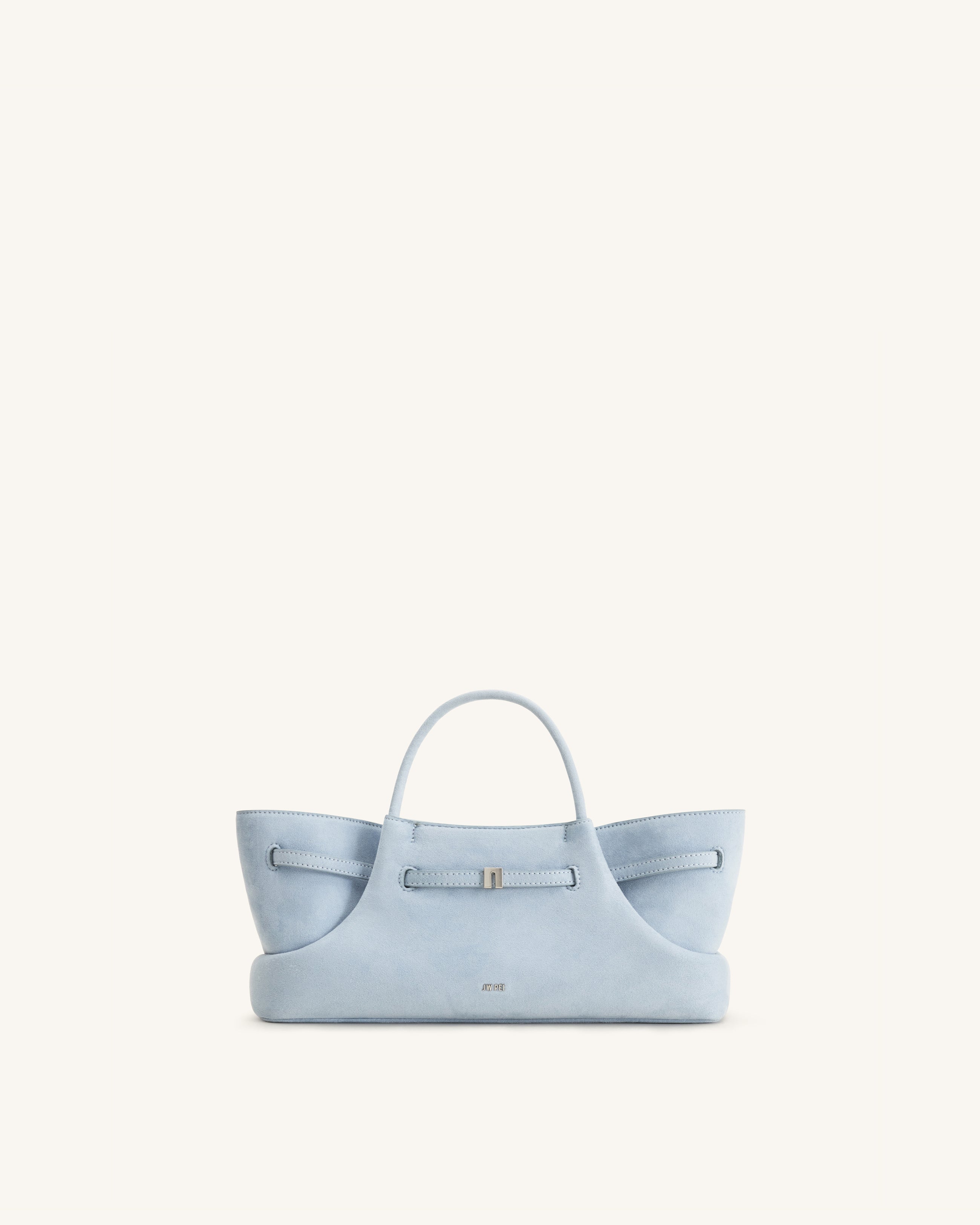 Maeve Dachshund Metal Charm Faux Suede Tote Bag - Blue