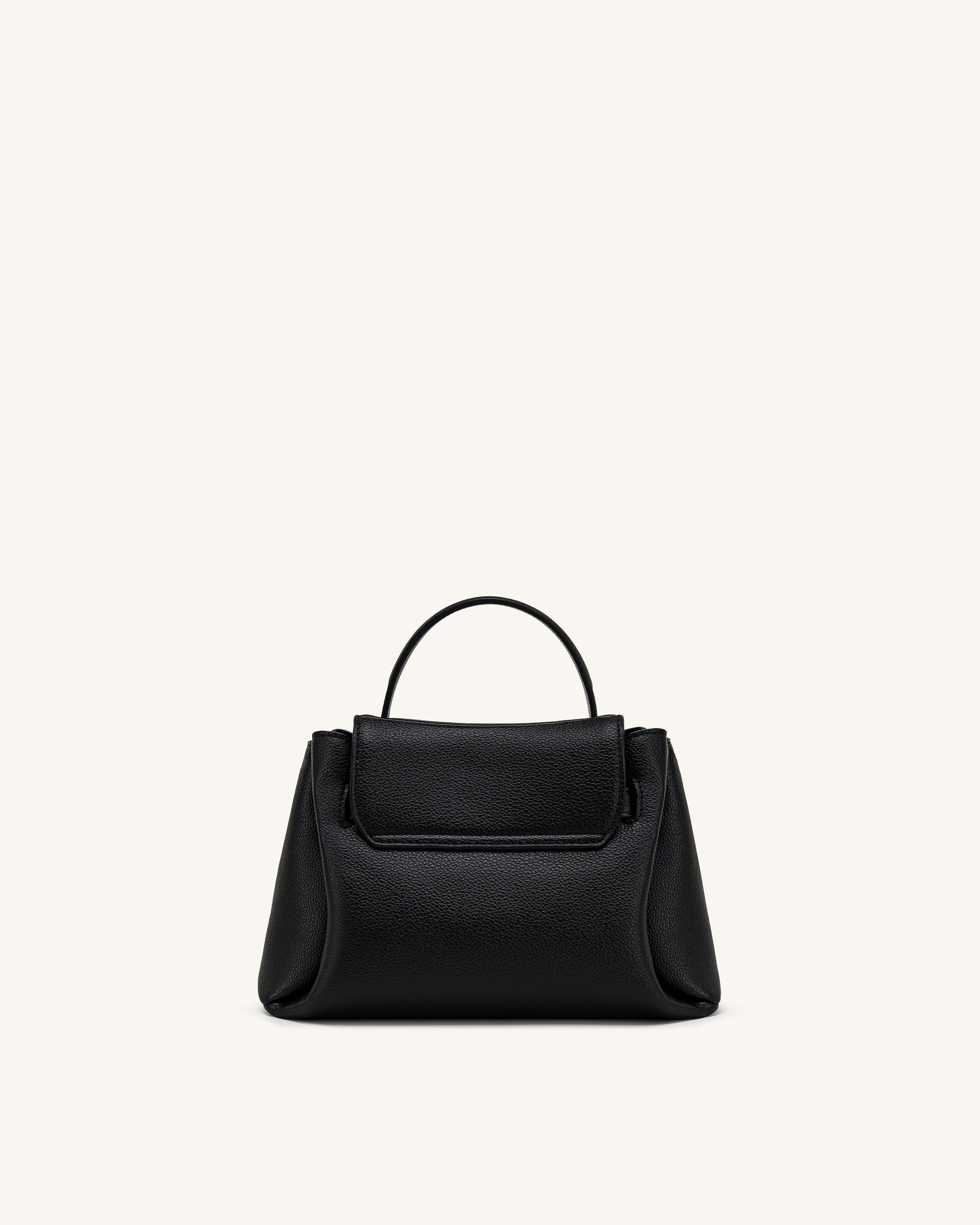 Rhea Small Pebbled Double Buckle Shoulder Bag - Black