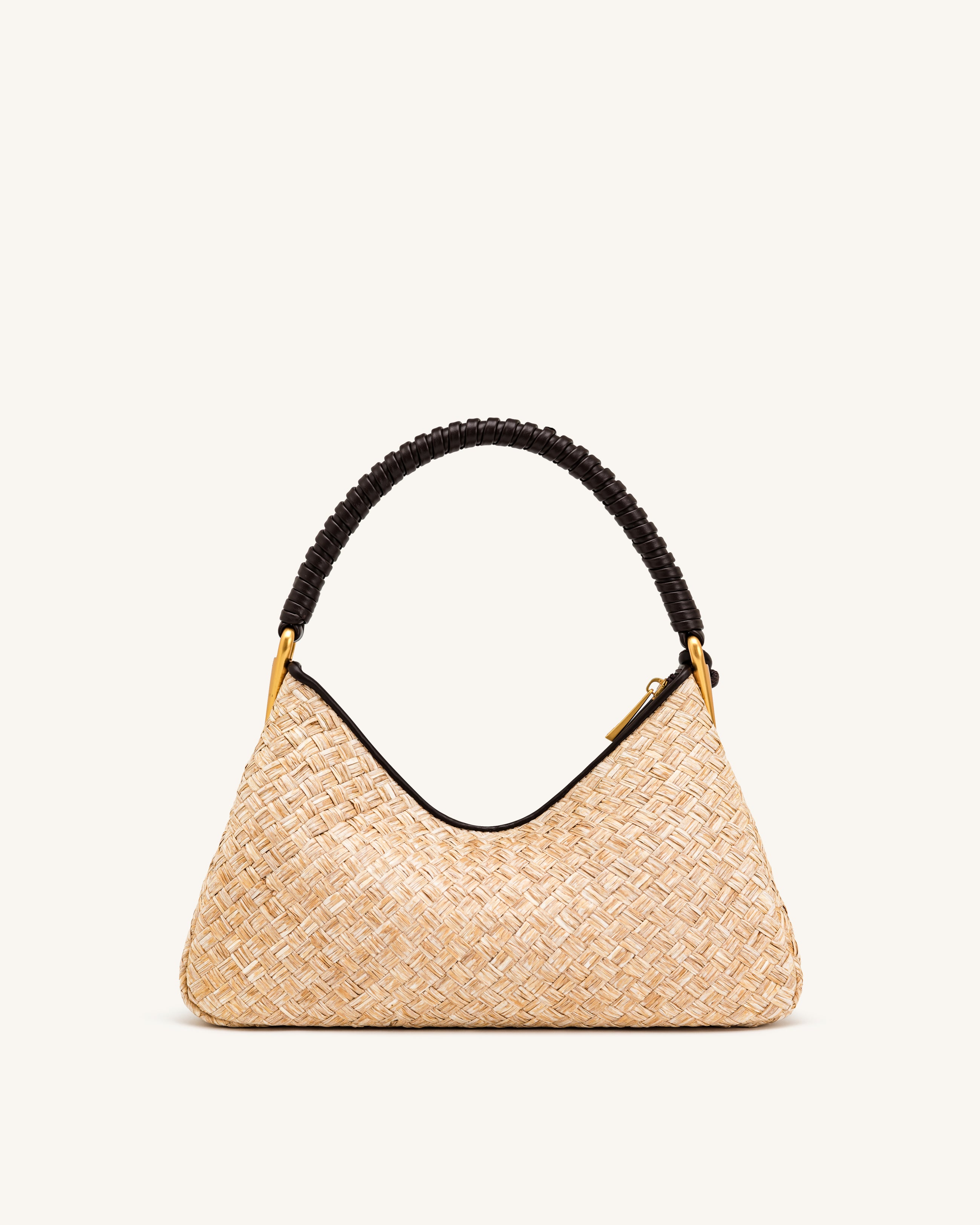 Lorena Faux Straw Shoulder Bag - Brown