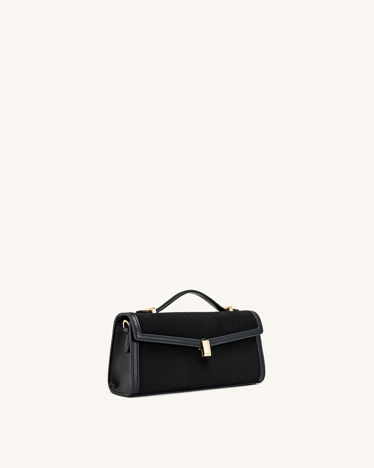 Delphine Faux Suede Top Handle Bag - Black