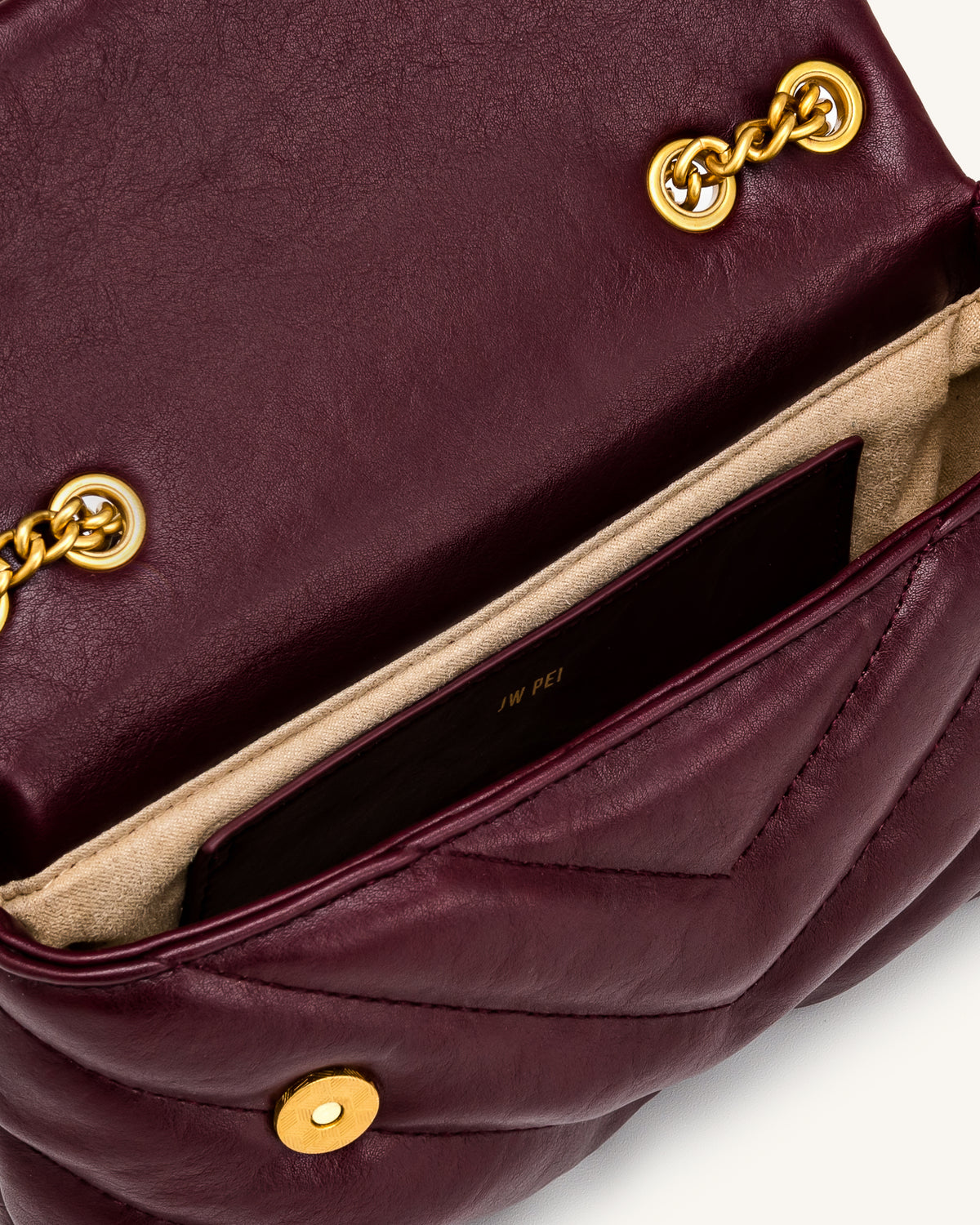 Riley Dachshund Quilted Flap Shoulder Bag - Deep Burgundy