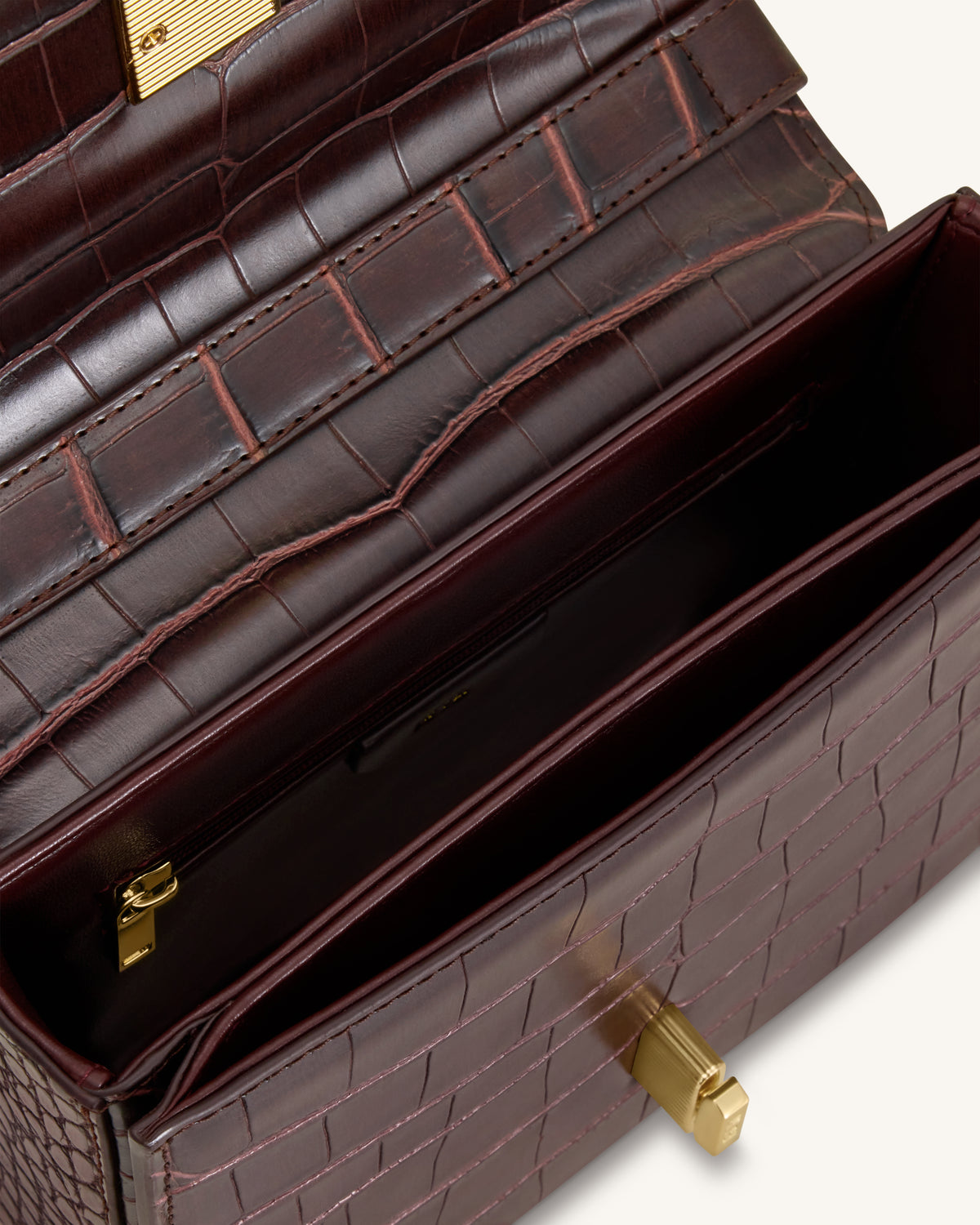 Evania Lock Shoulder Bag - Burgundy Croc