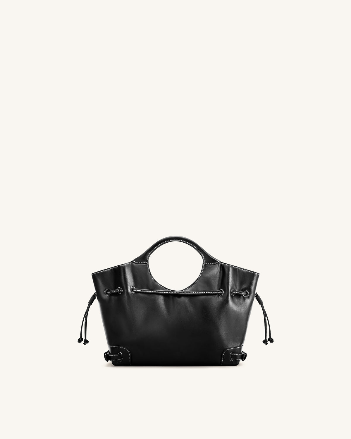 Virelle Waxed Vegan Leather Drawstring Tote Bag - Black