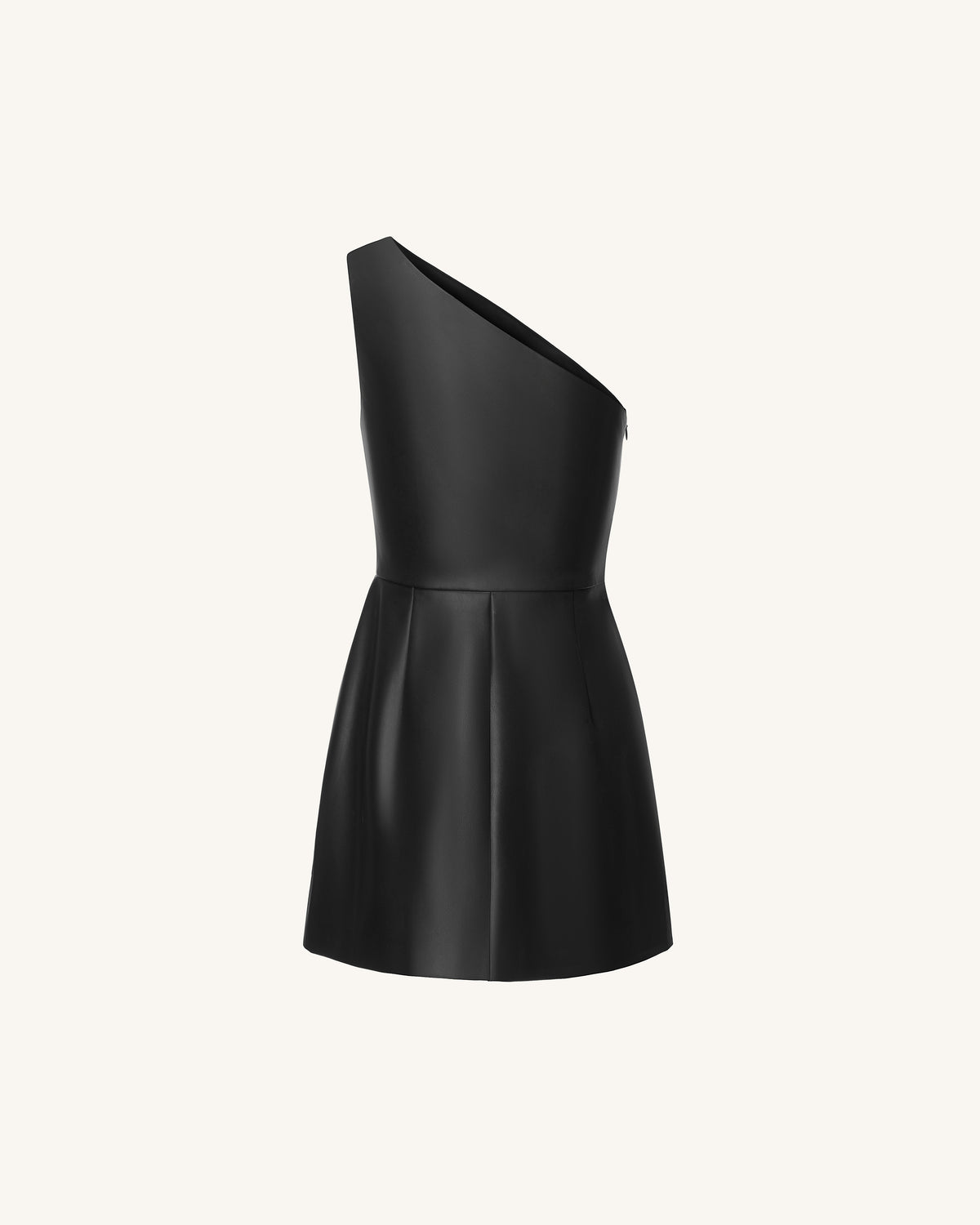 Iris Floral-Print One-Shoulder Leather Mini Dress - Black