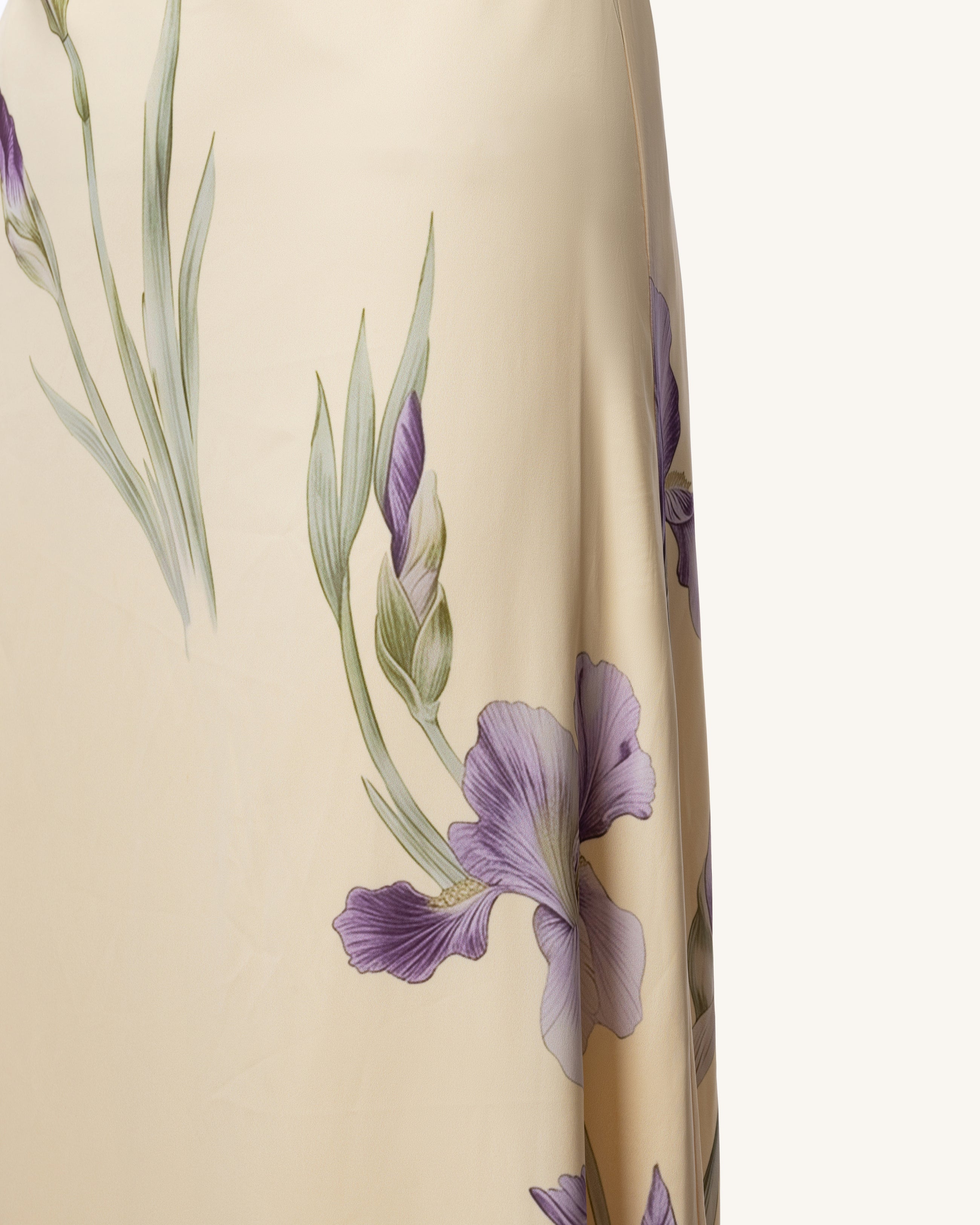 Iris Print Cross-Halter Open-Back Maxi Dress - Yellow