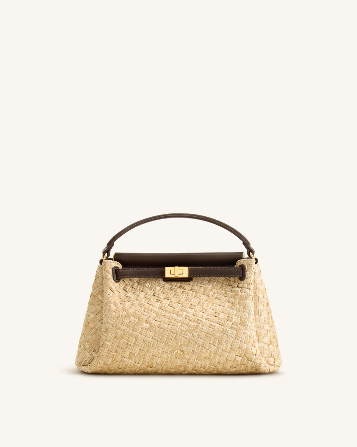 Carmen Faux Straw Top Handle Bag - Brown