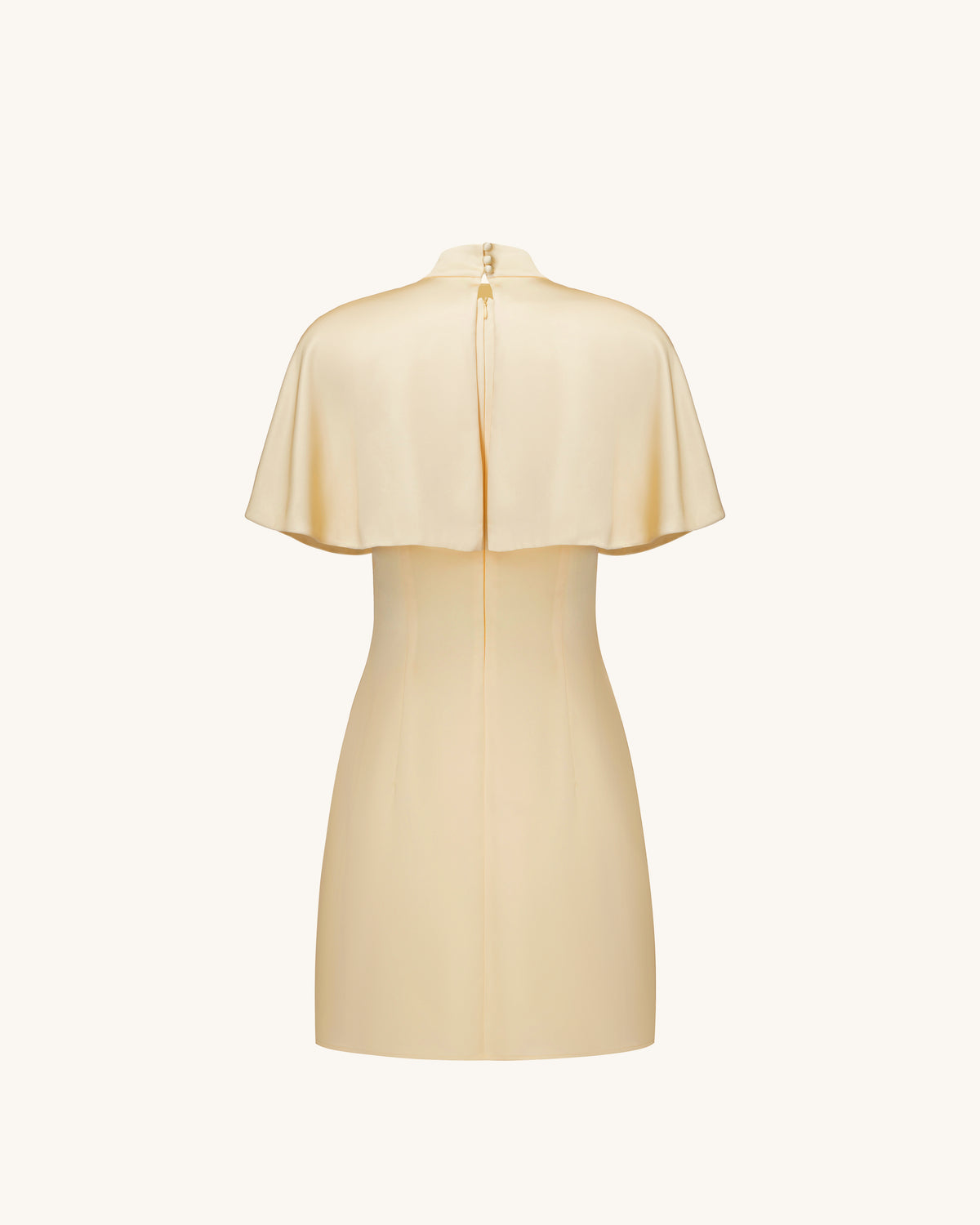 Iris Print Cape Overlay Mini Dress - Soft Yellow