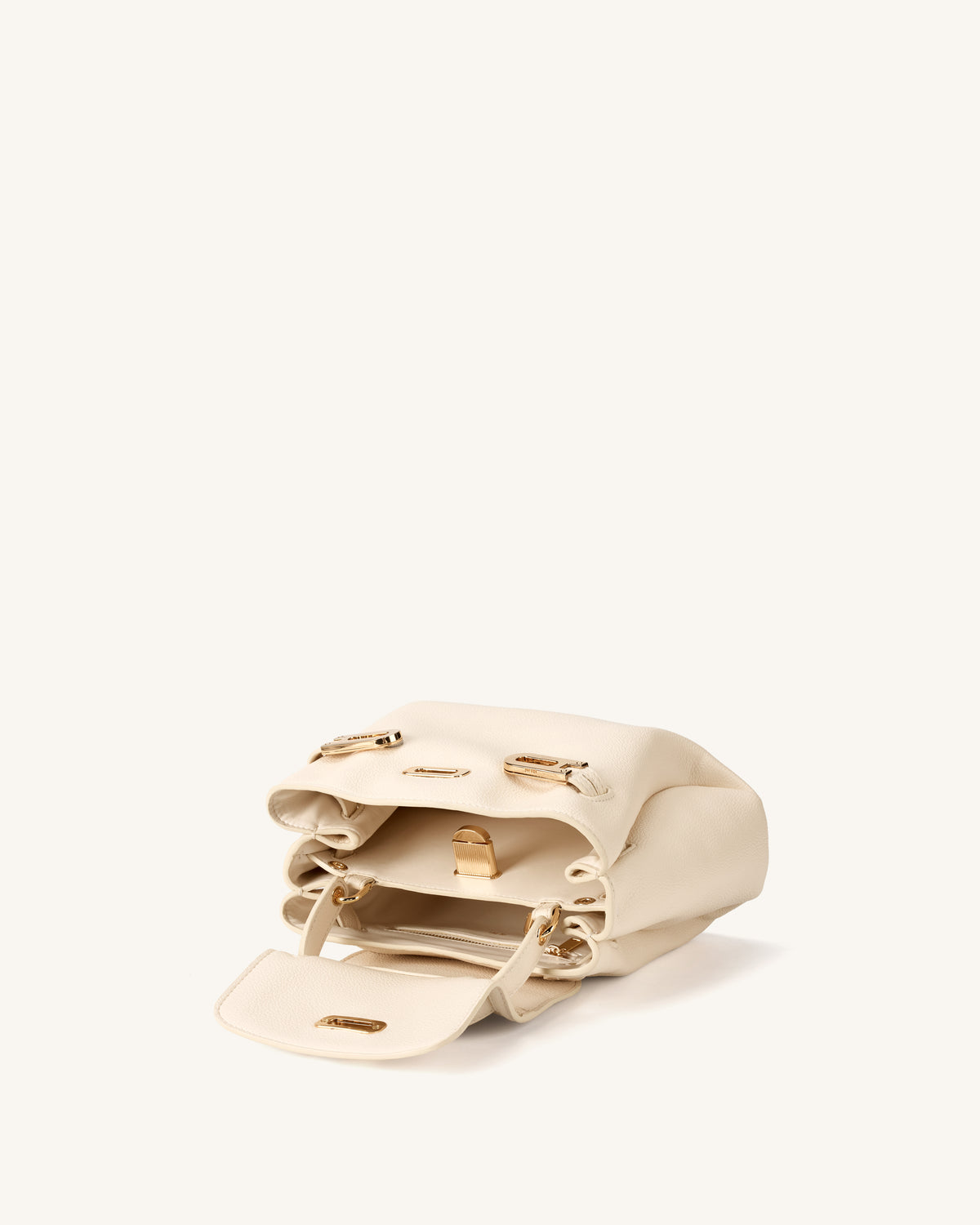 Rhea Small Pebbled Double Buckle Shoulder Bag - White