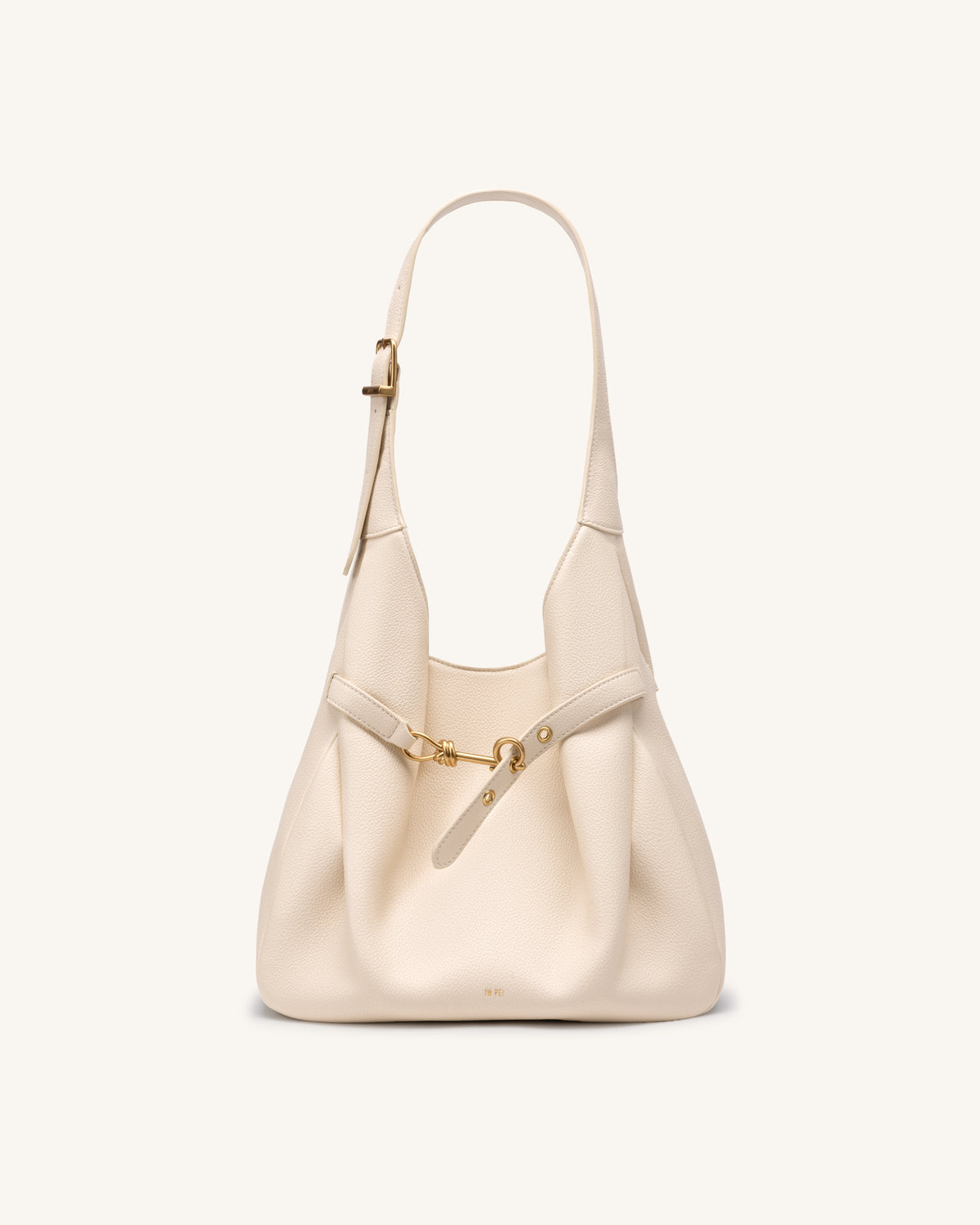 Alina Pebbled Hobo Bag - White