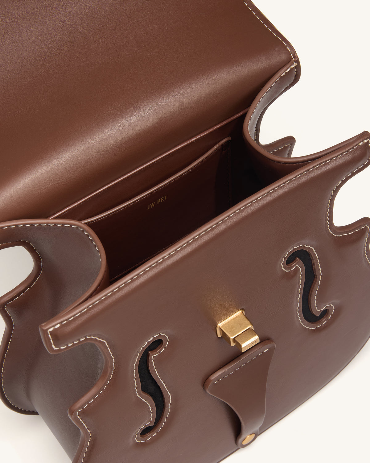 Violin Shape Top Handle Bag - Dark Brown