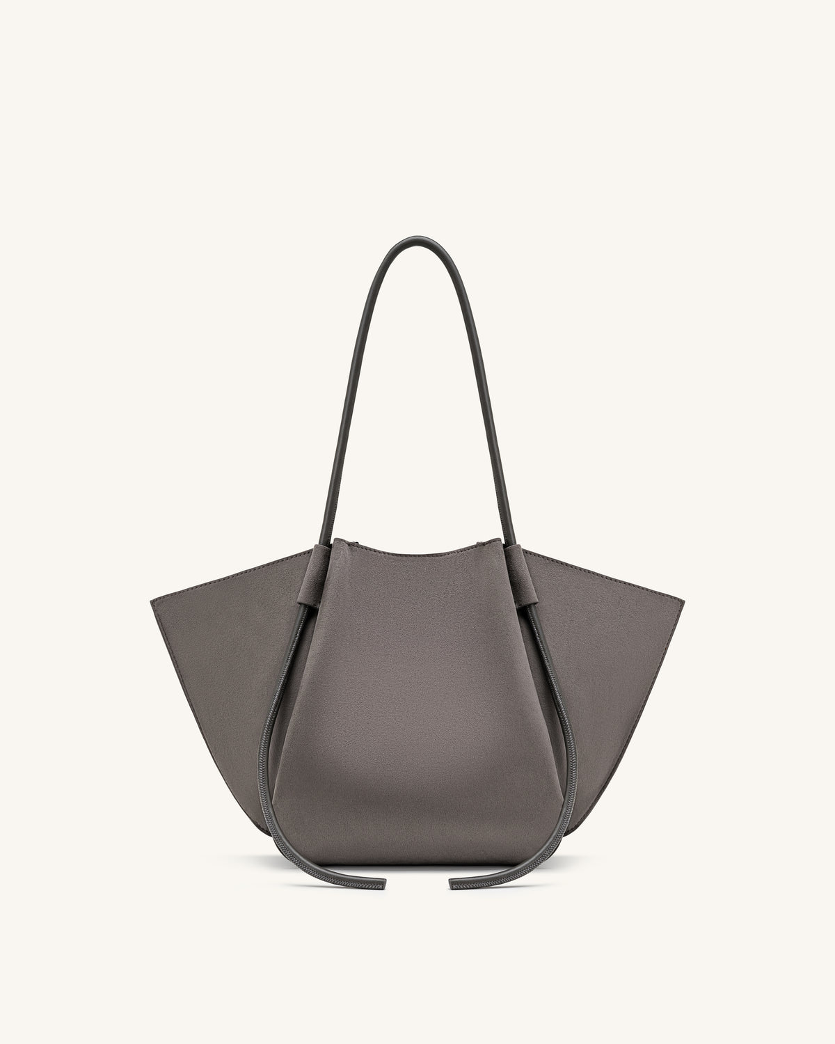 Nala Faux Suede Wide Tote Bag - Dark Gray