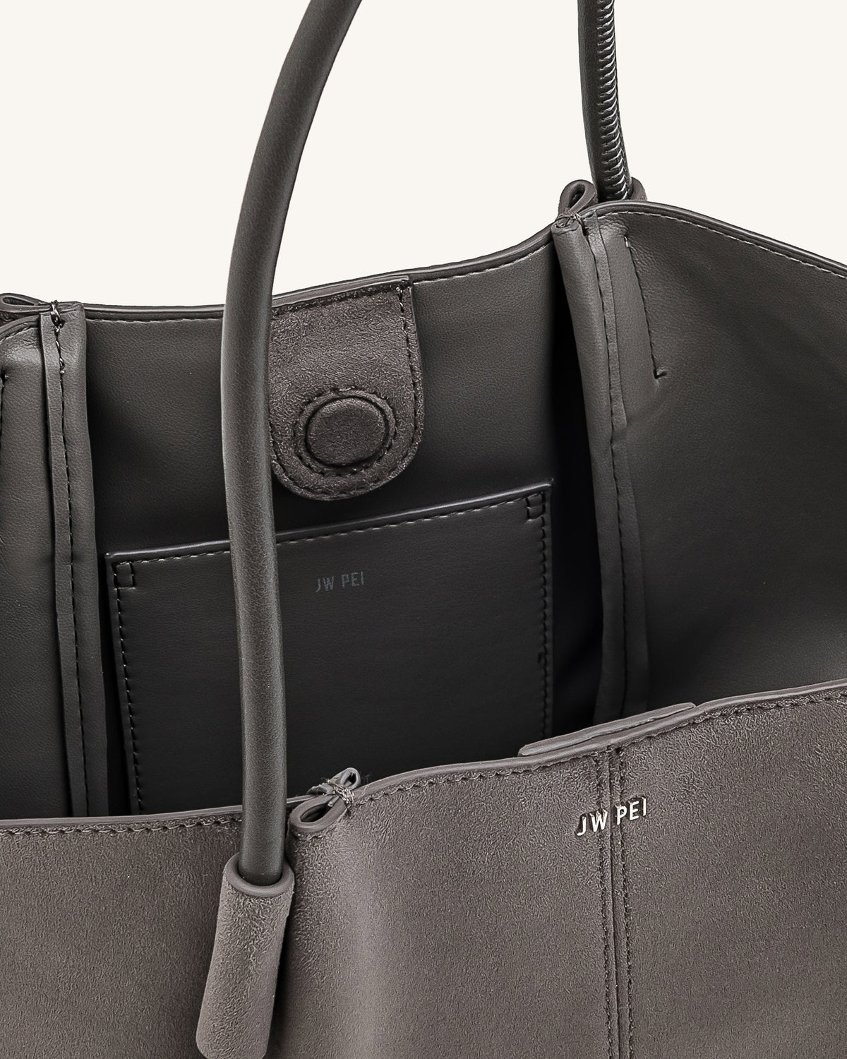 Nala Faux Suede Wide Tote Bag - Dark Gray