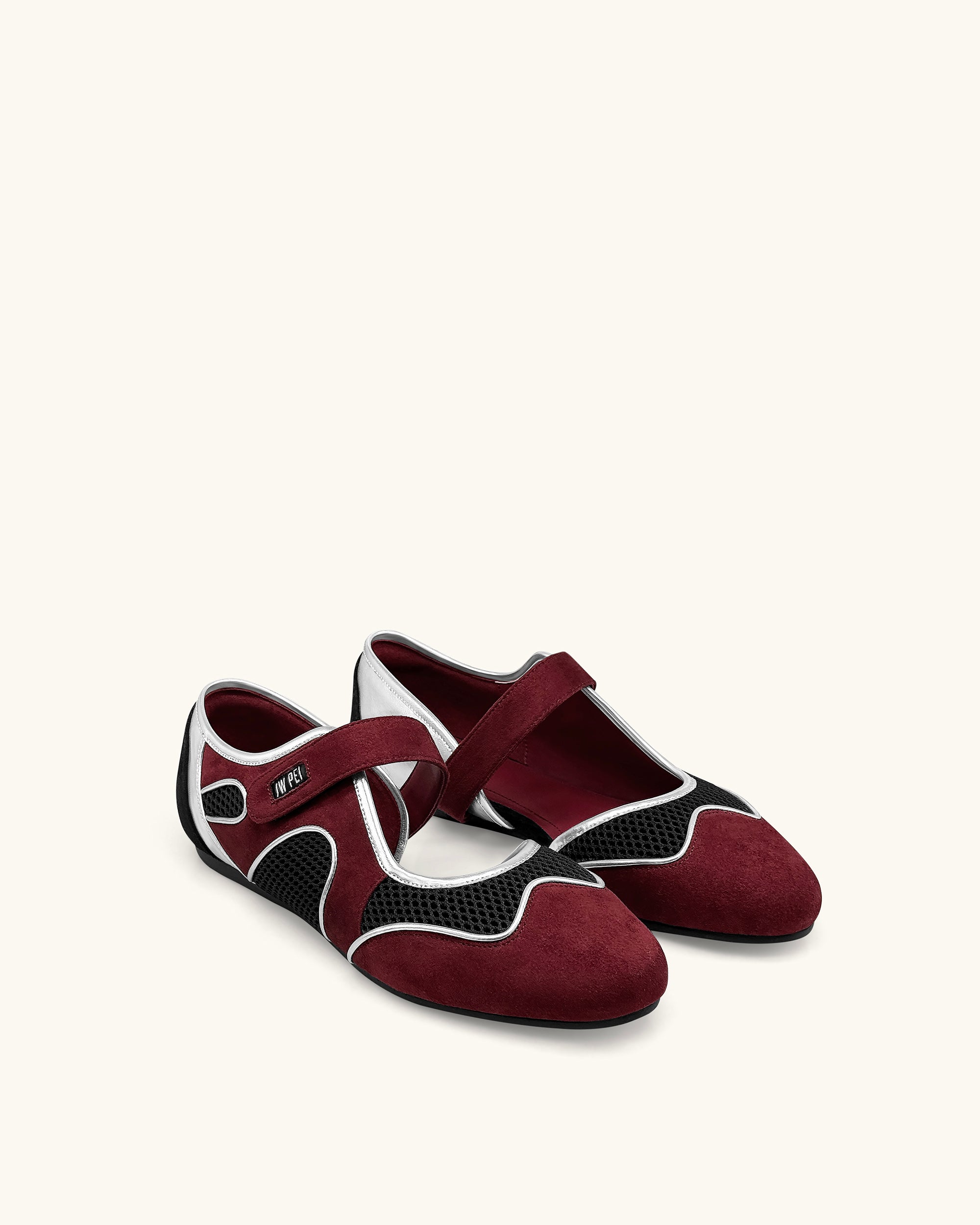 Zoe Mary Janes Flats – Burgundy Black