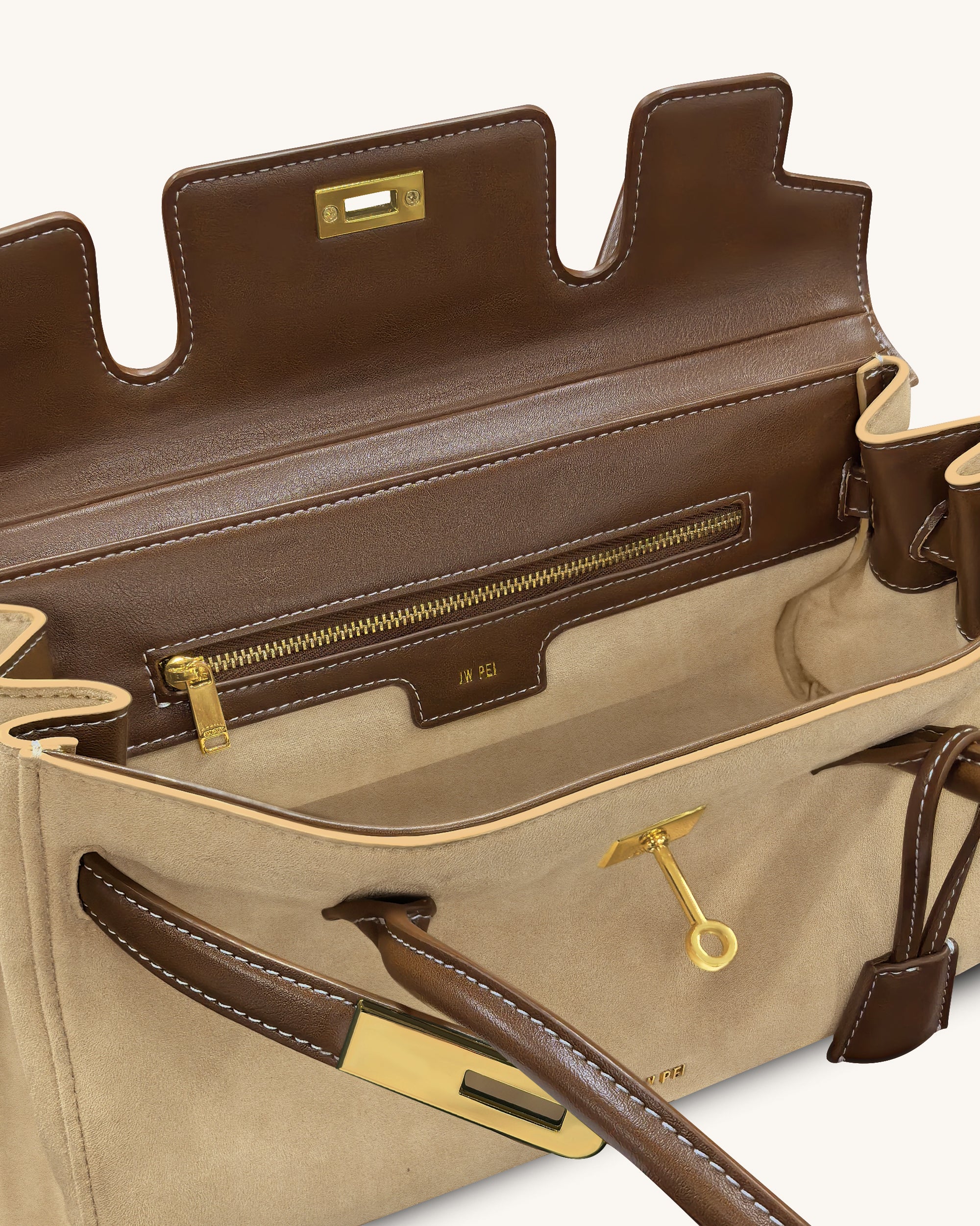 Yara Faux Suede Shoulder Bag - Dark Brown