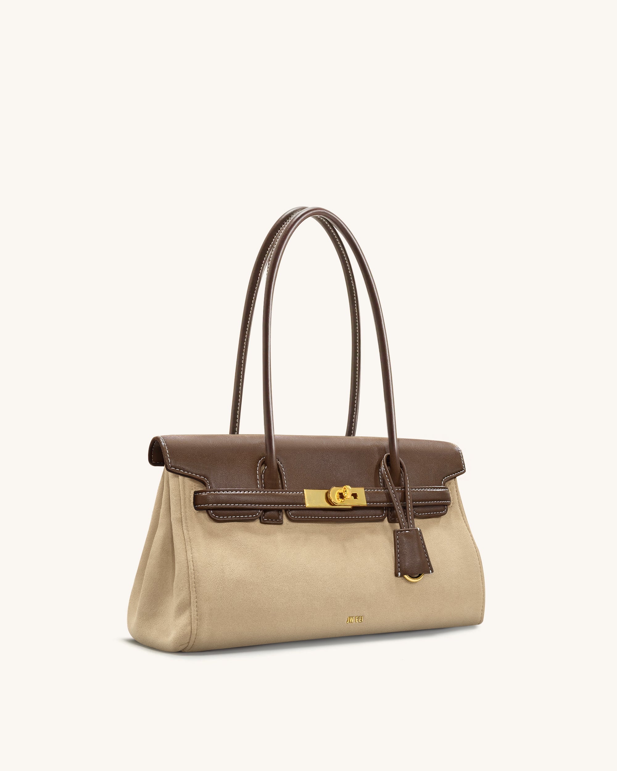 Yara Faux Suede Shoulder Bag - Dark Brown