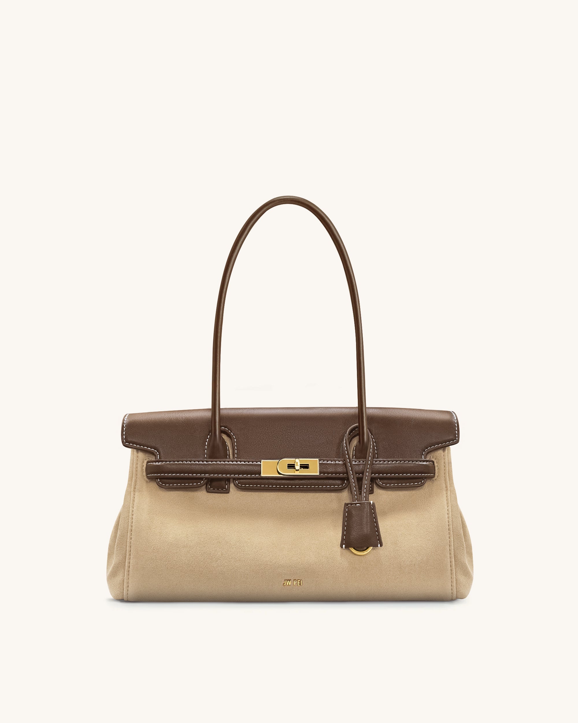 Yara Faux Suede Shoulder Bag - Dark Brown