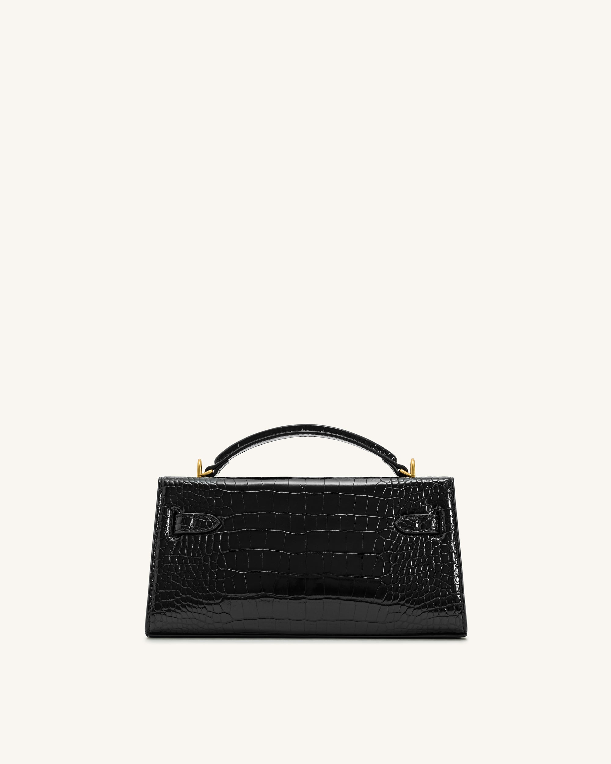 Noor Top Handle Bag - Black Croc