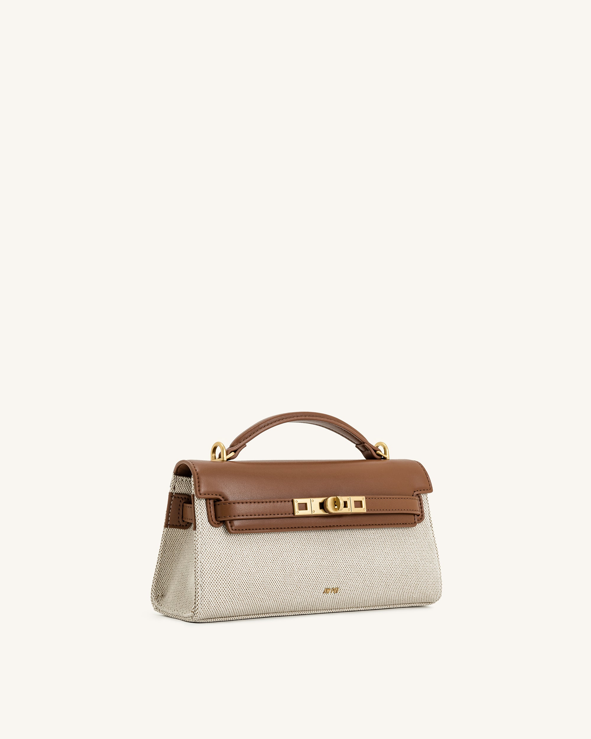 Noor Top Handle Bag - Brown Canvas