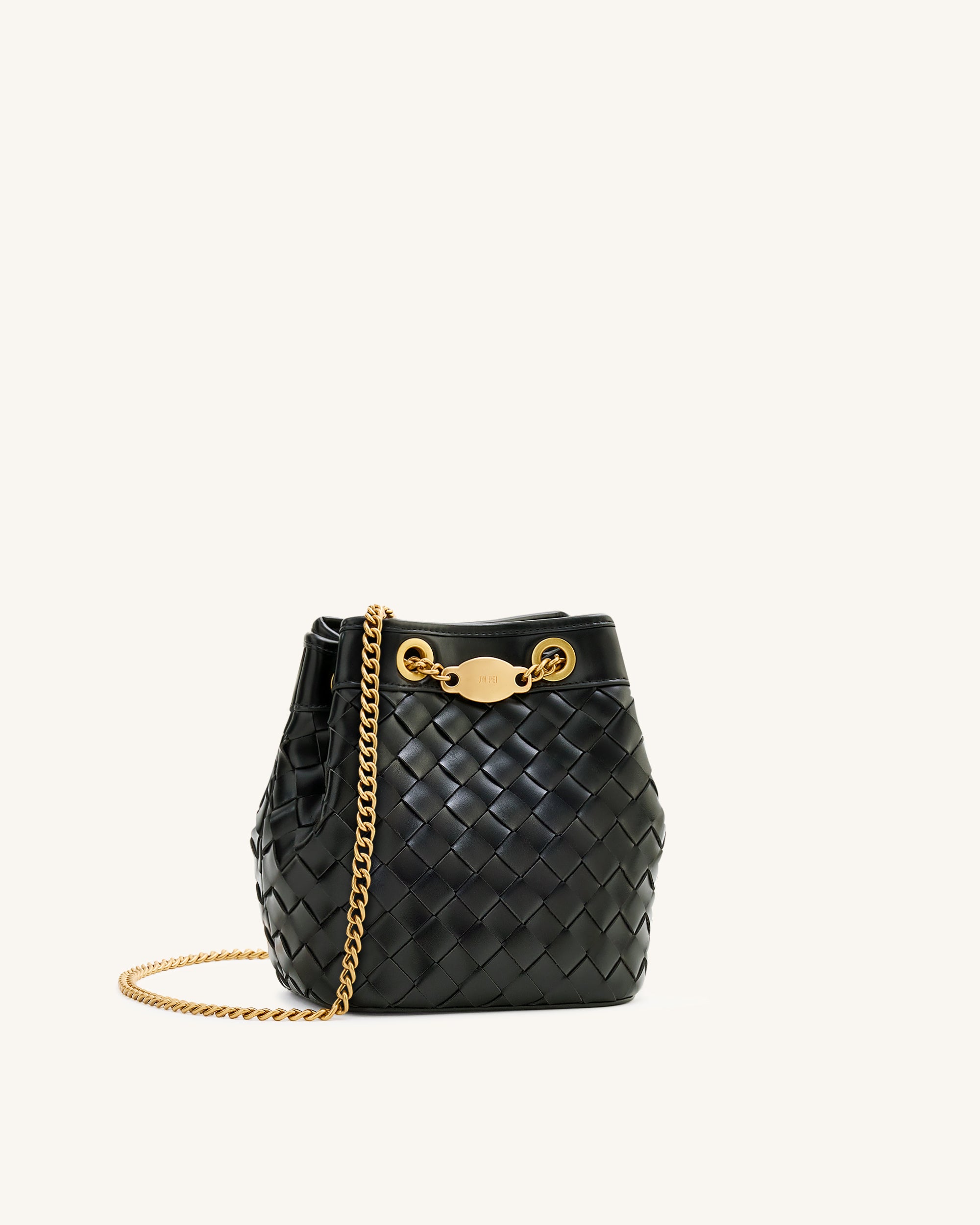Yara Hand-Woven Bucket Bag - Black