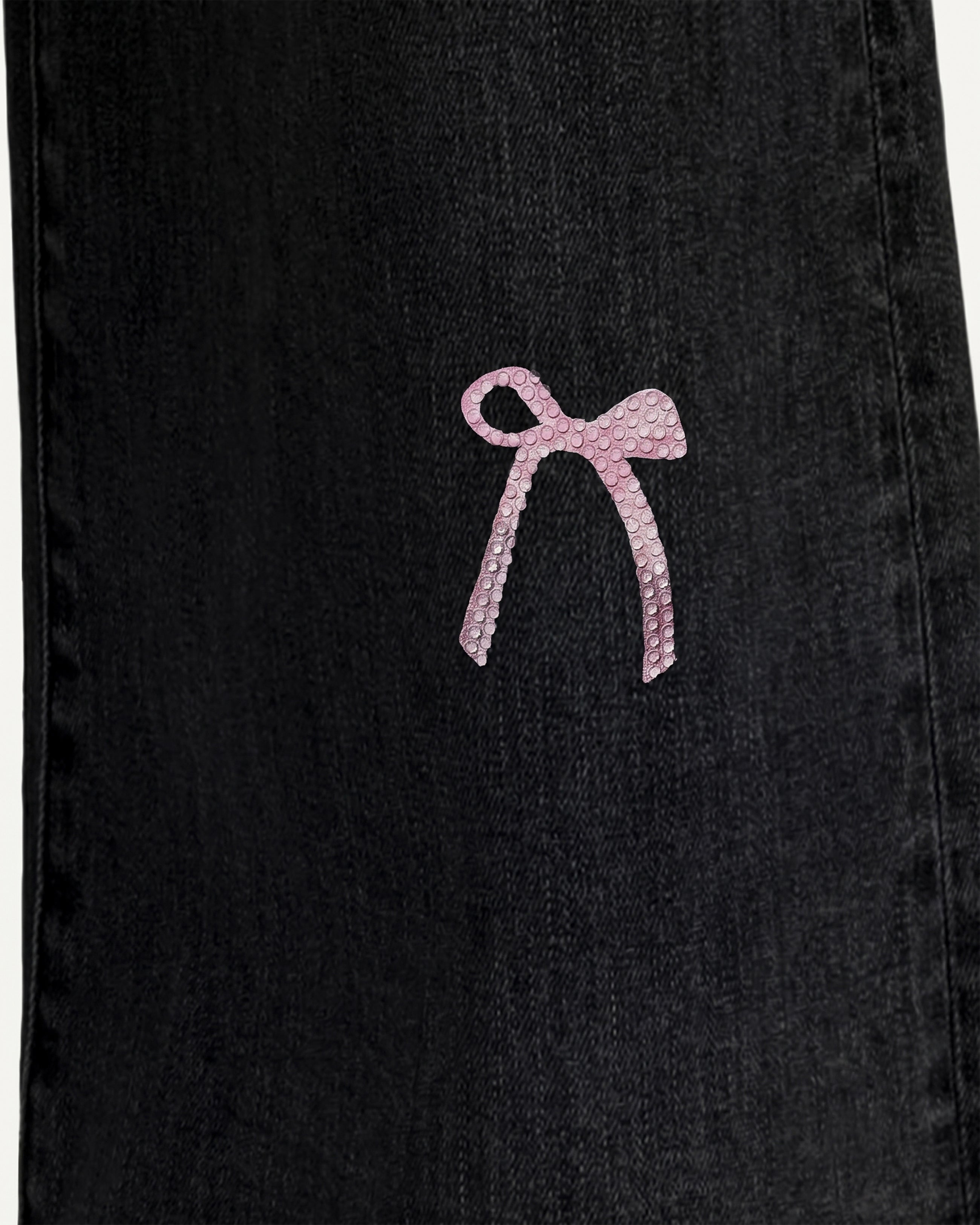 The Rebel Pink Ribbon Split Fray Jeans - Black