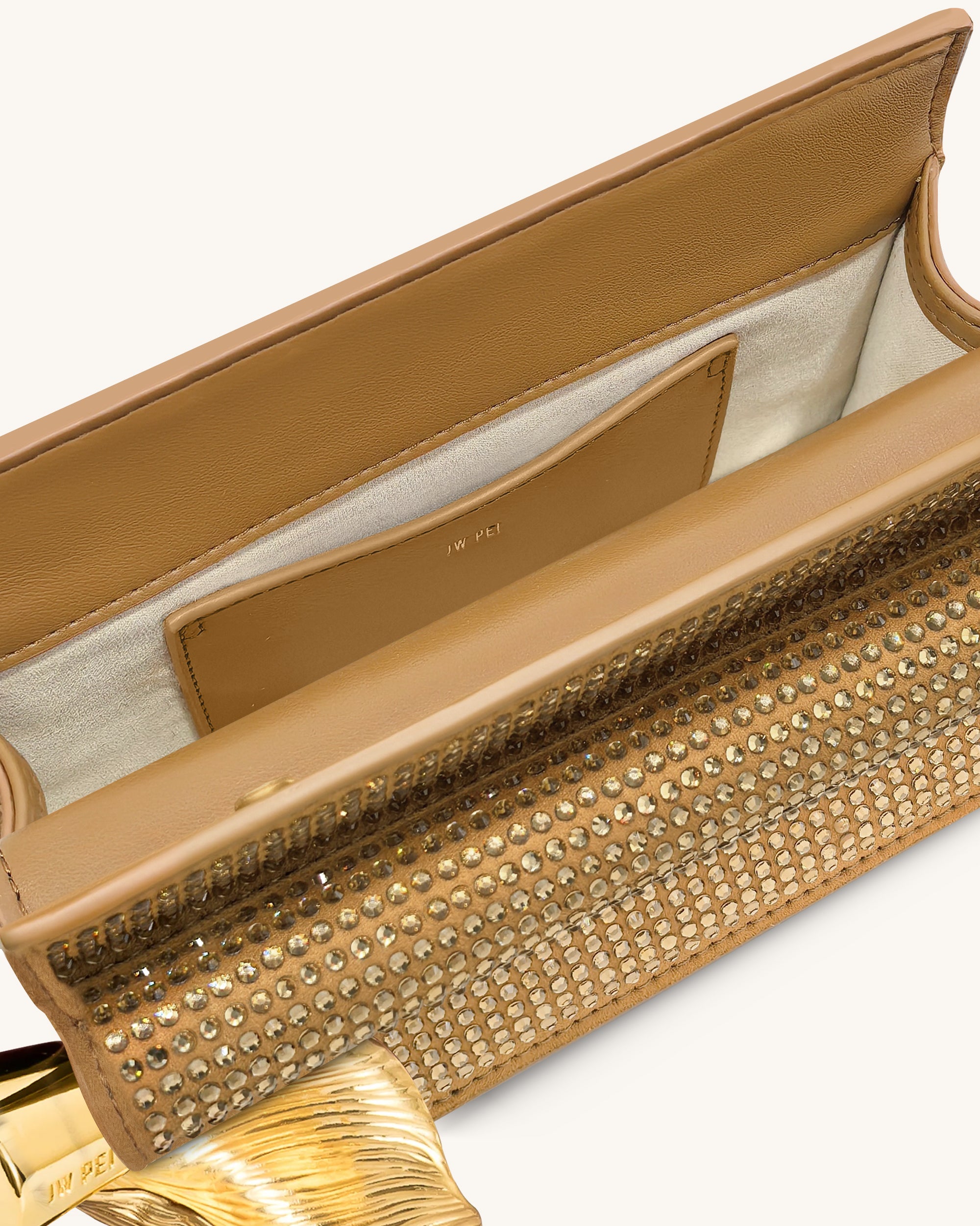 Holly Artificial Crystal Metal Pendant Embellished Clutch - Champagne