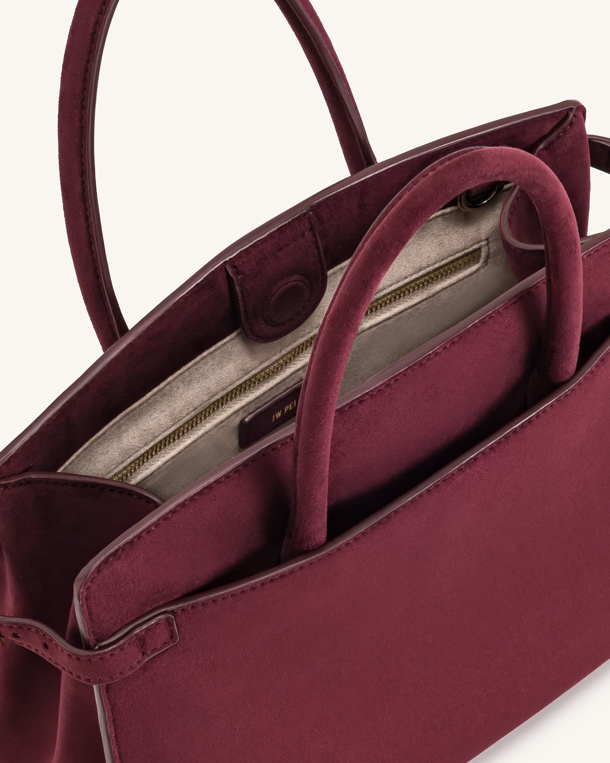 Saige Faux Suede Tote Bag - Burgundy