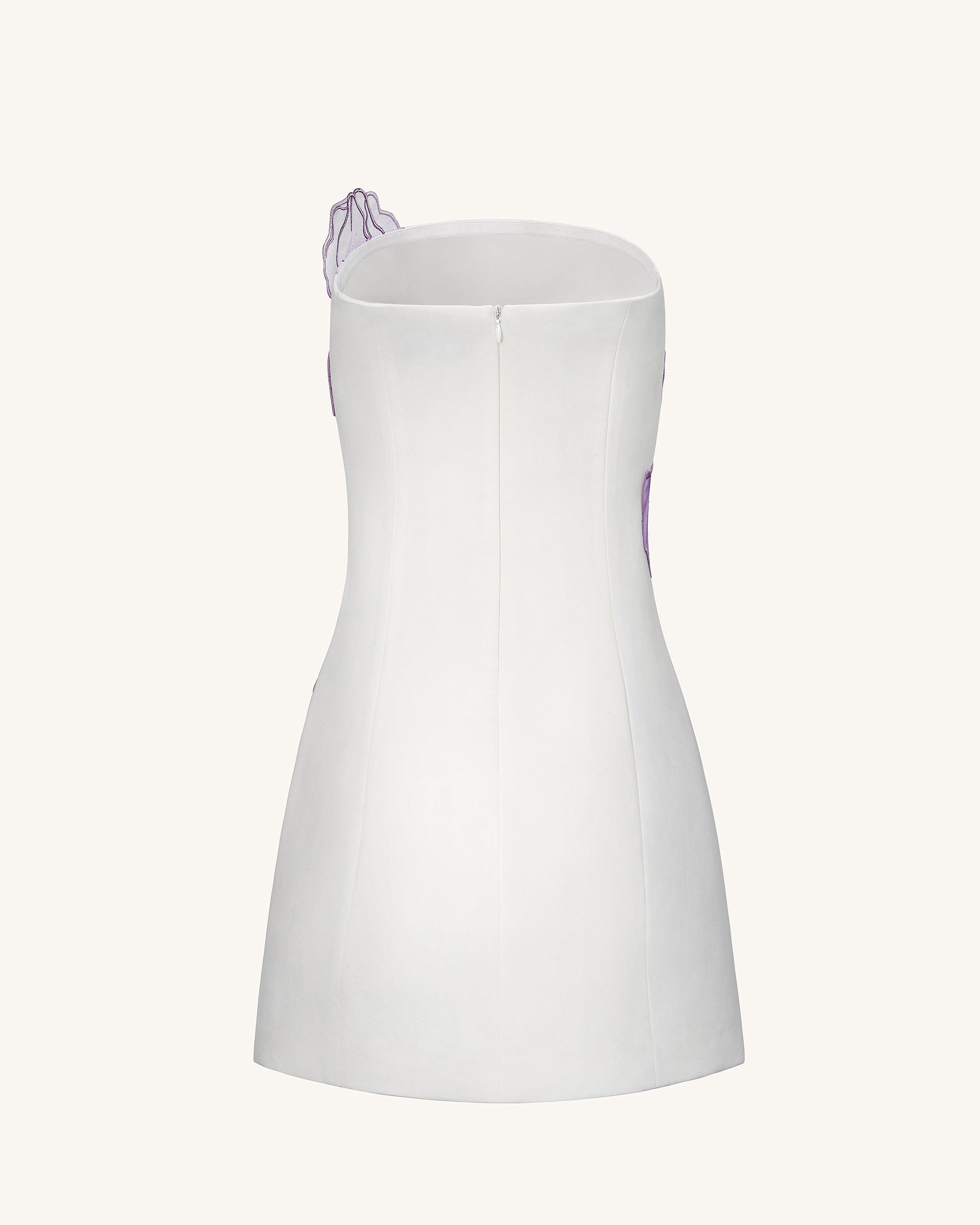 Iris Floral Print Strapless Dress - White