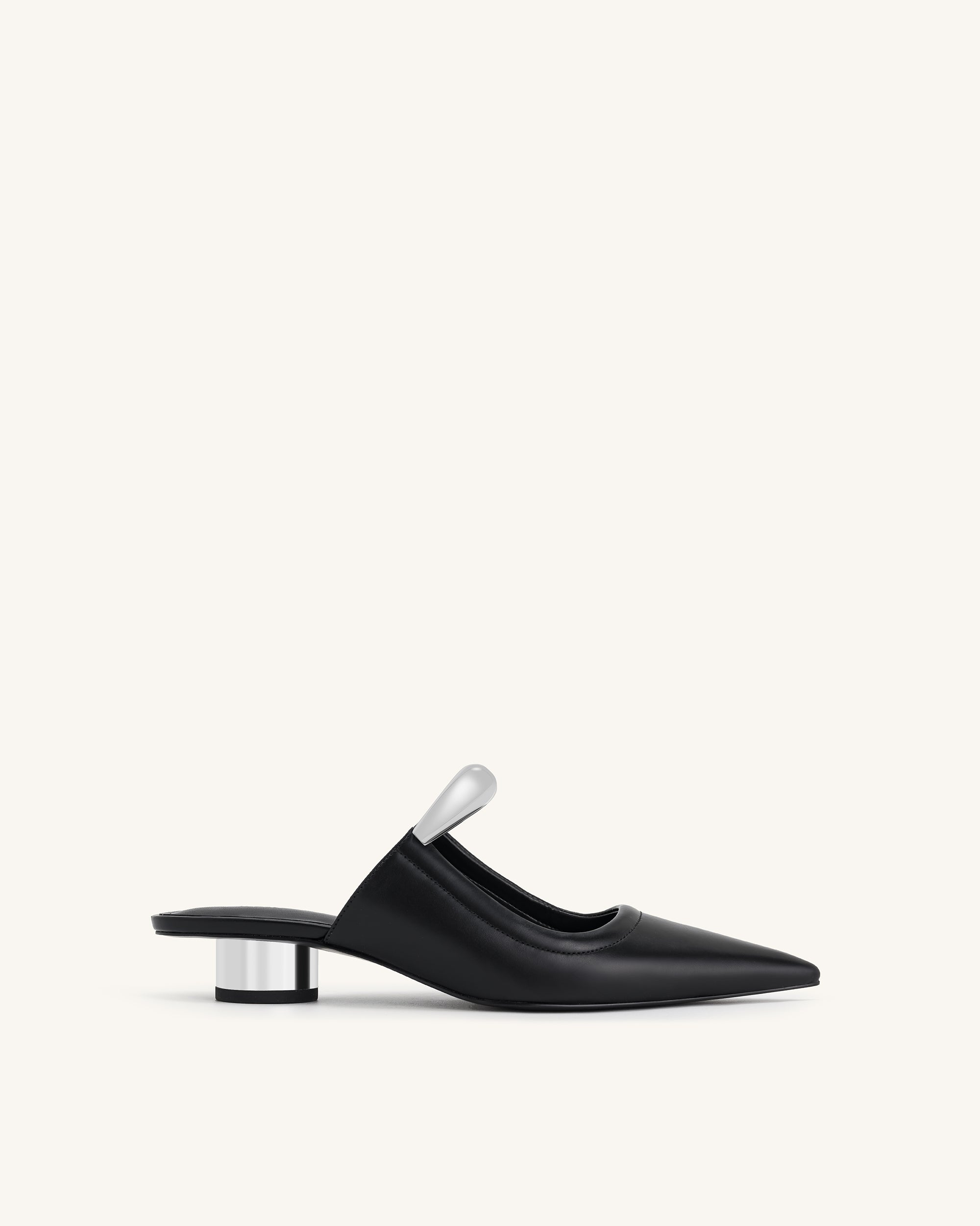 Helena Pierced Mules - Black