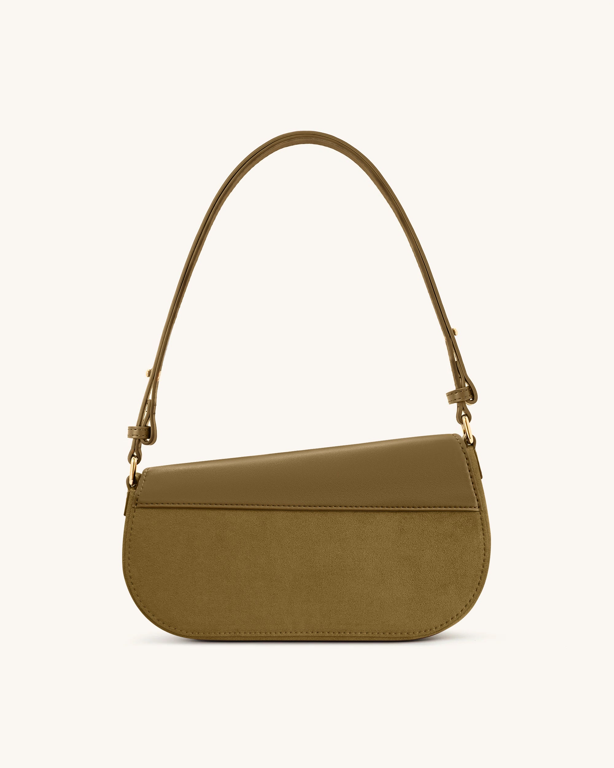 Addisyn Faux Suede Panel Shoulder Bag - Olive