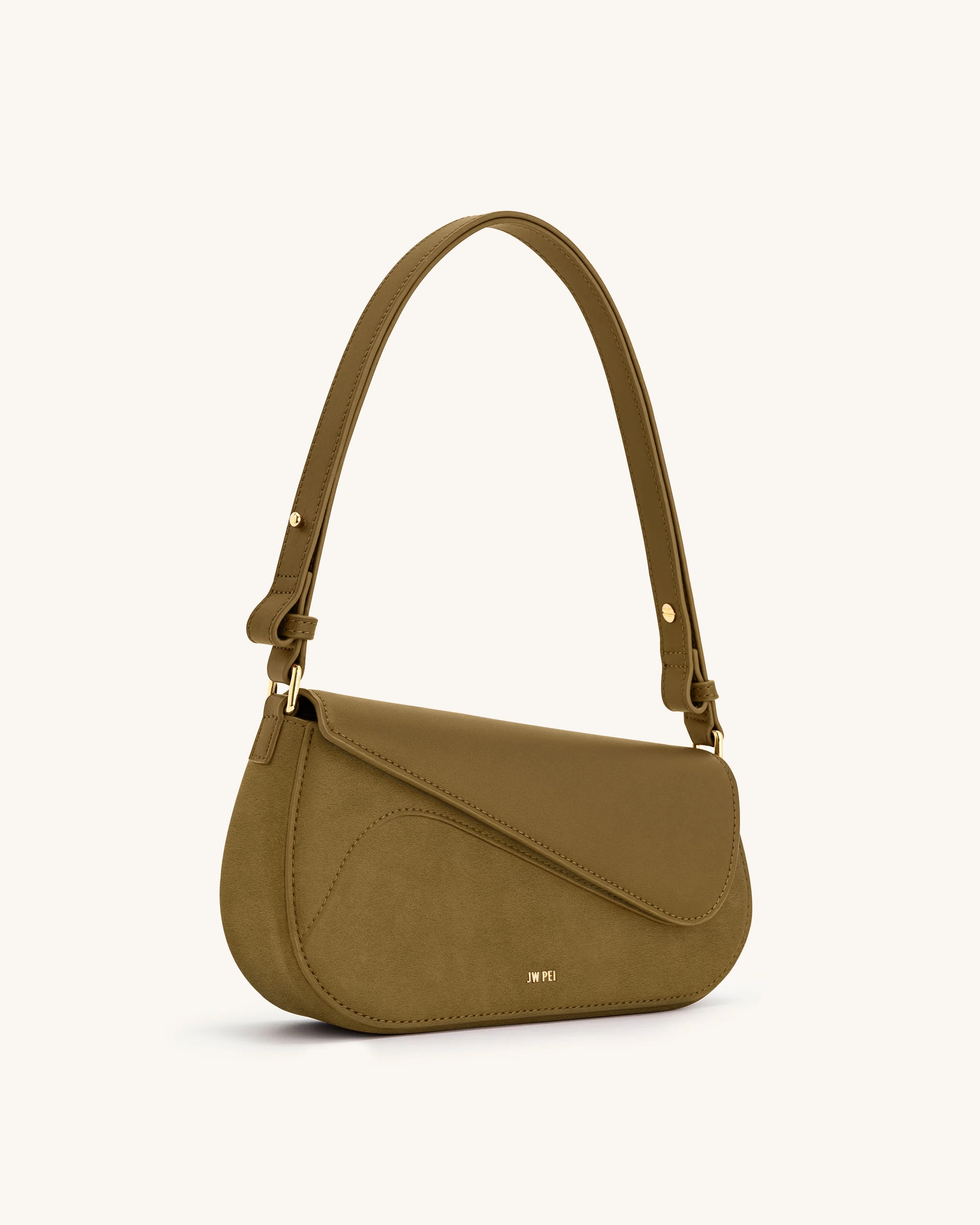 Addisyn Faux Suede Panel Shoulder Bag - Olive