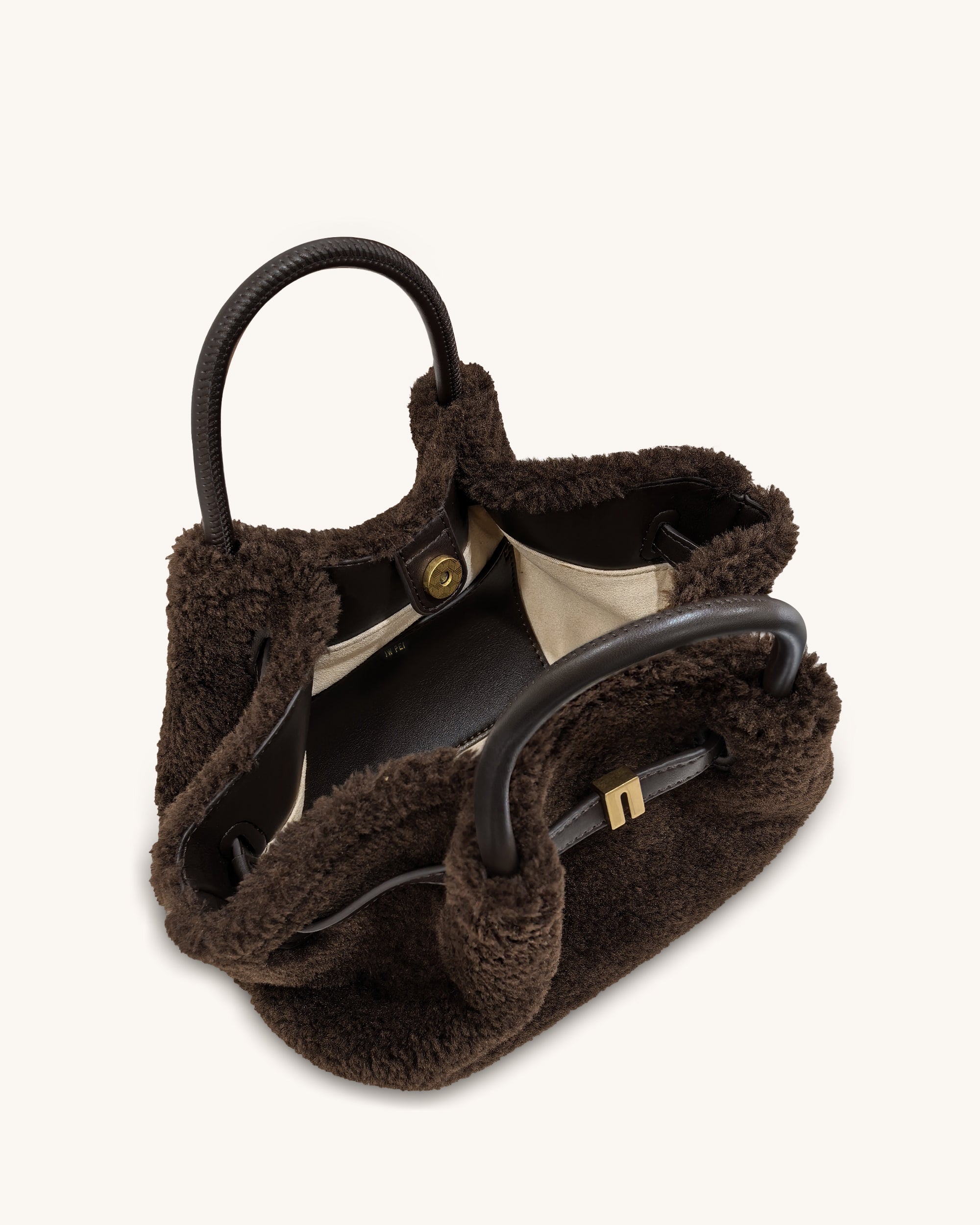 Hana Mini Faux Fur Tote Bag - Dark Brown