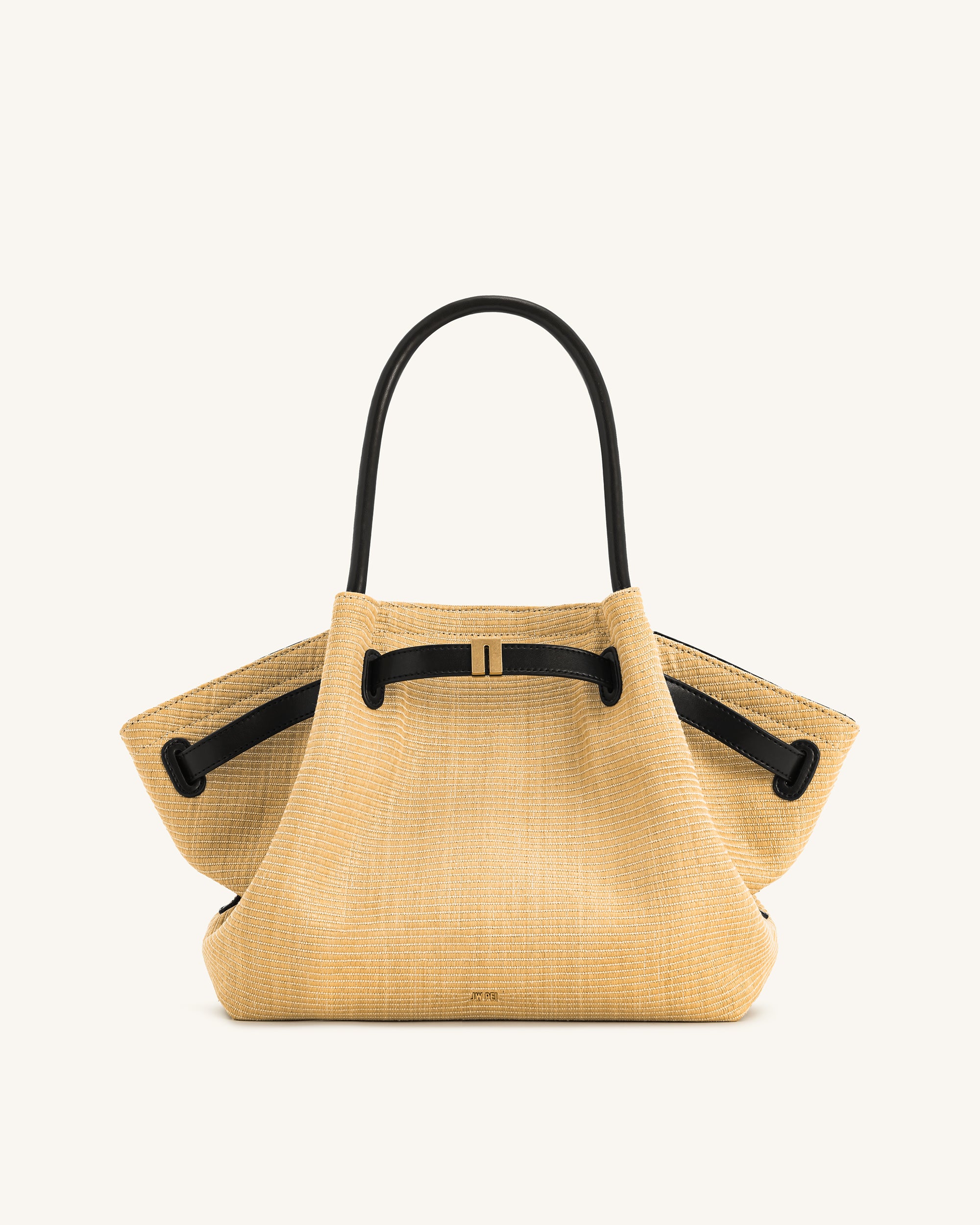 Hana Medium Faux Straw Tote Bag - Brown Straw
