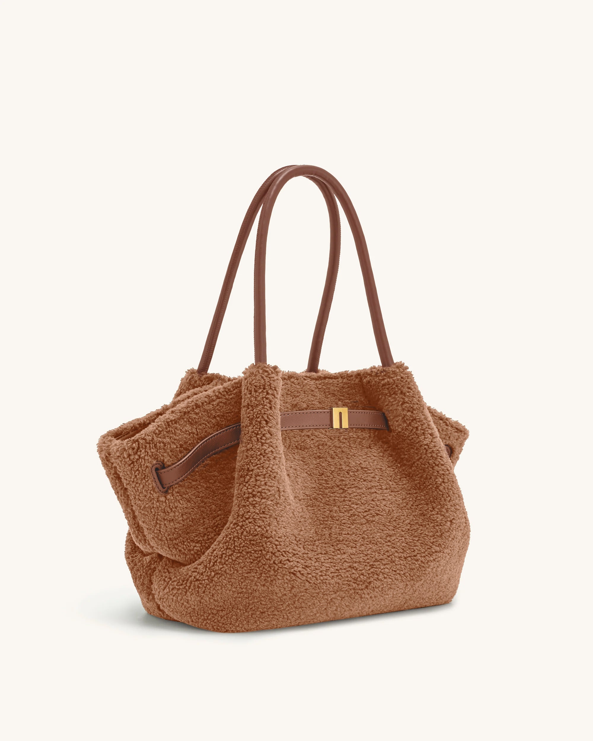 Hana Medium Faux Fur Tote Bag - Coffee Brown