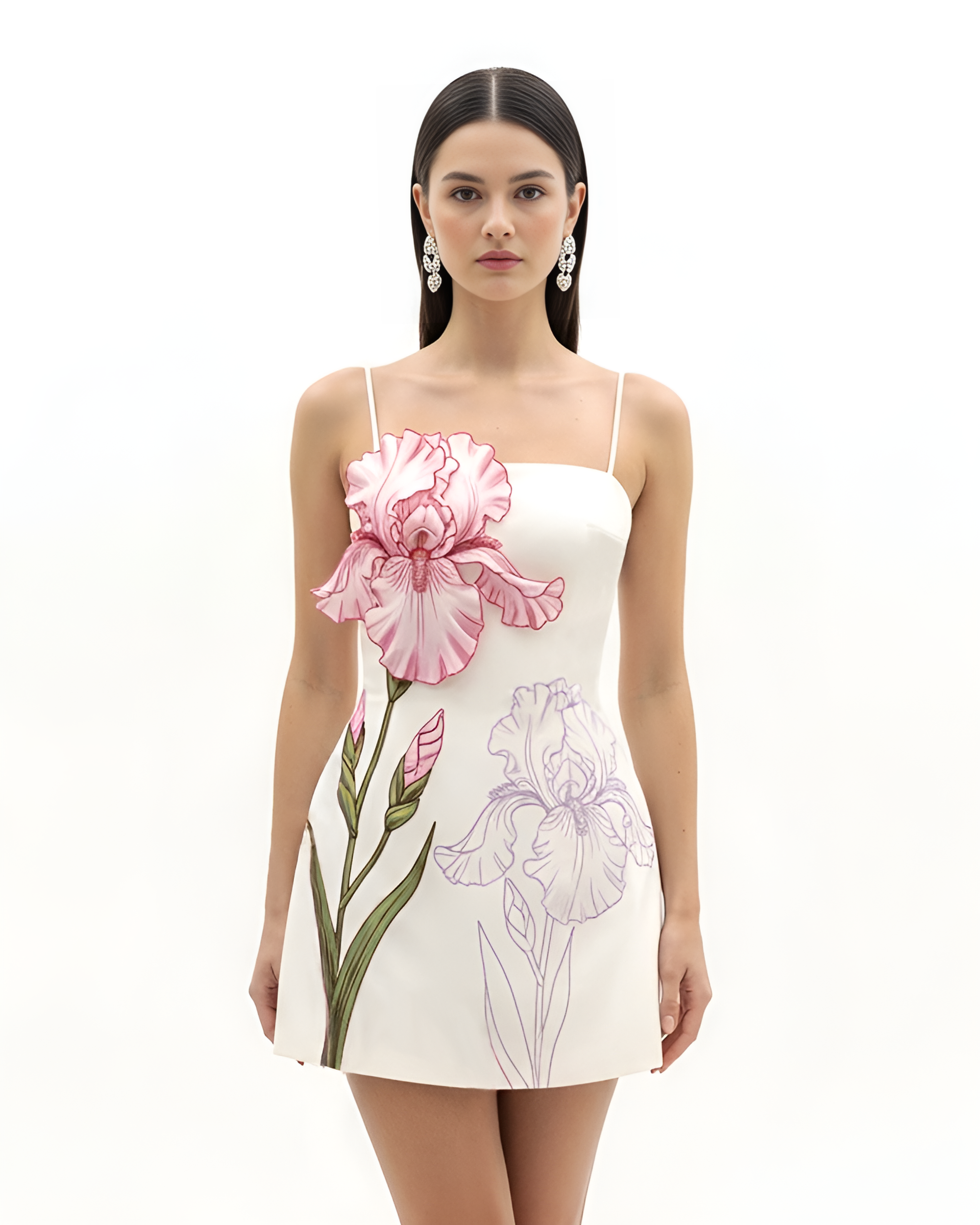 Iris Appliqué Mini Dress - White