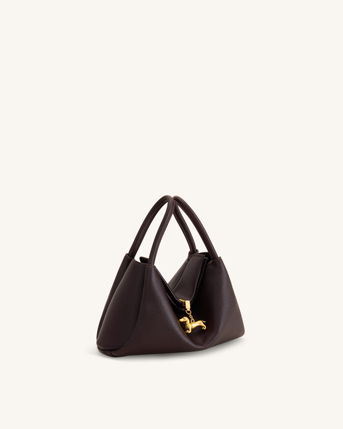 Maelle Dachshund Charm Double Handle Bag - Dark Brown