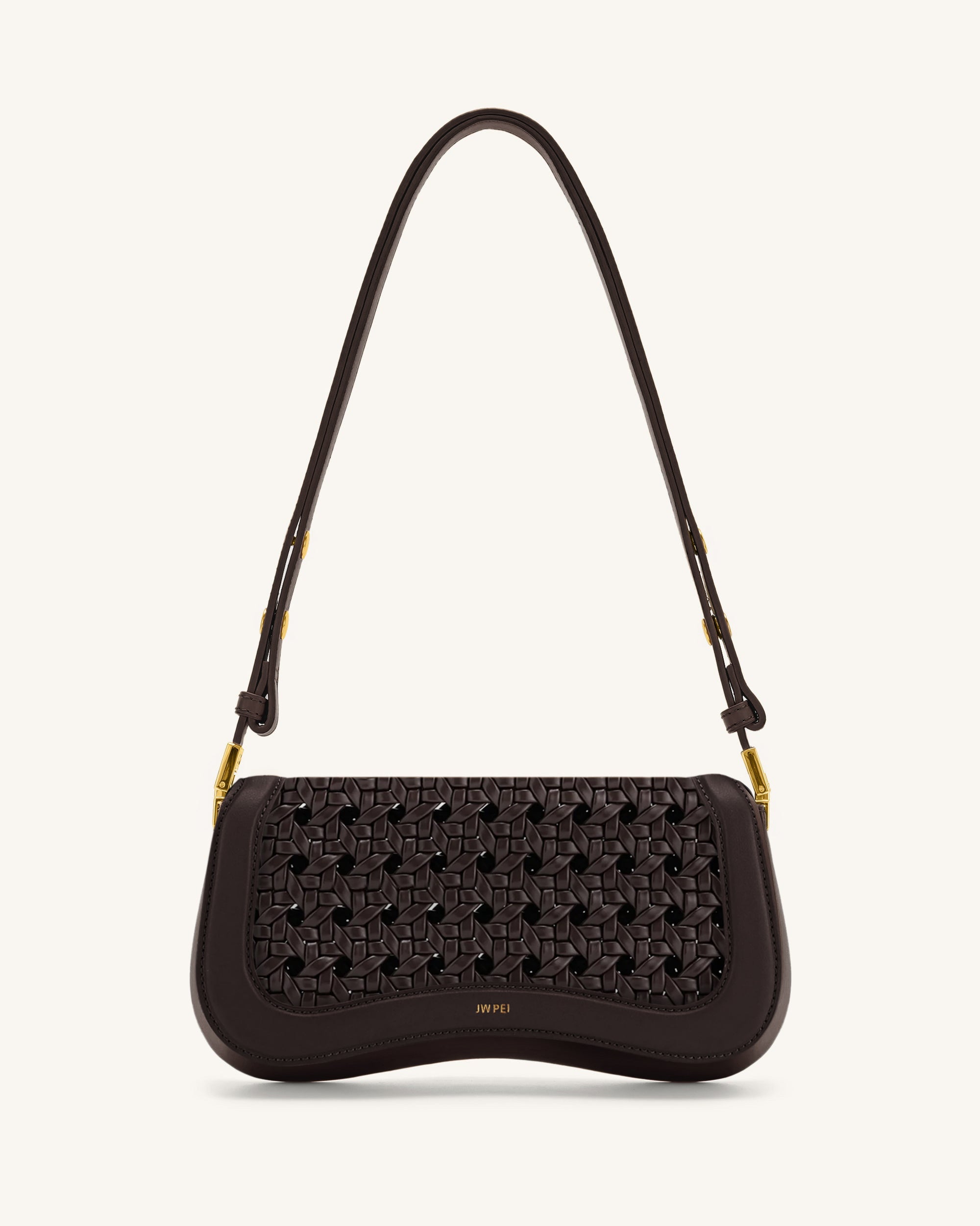 Joy Woven Shoulder Bag - Dark Red