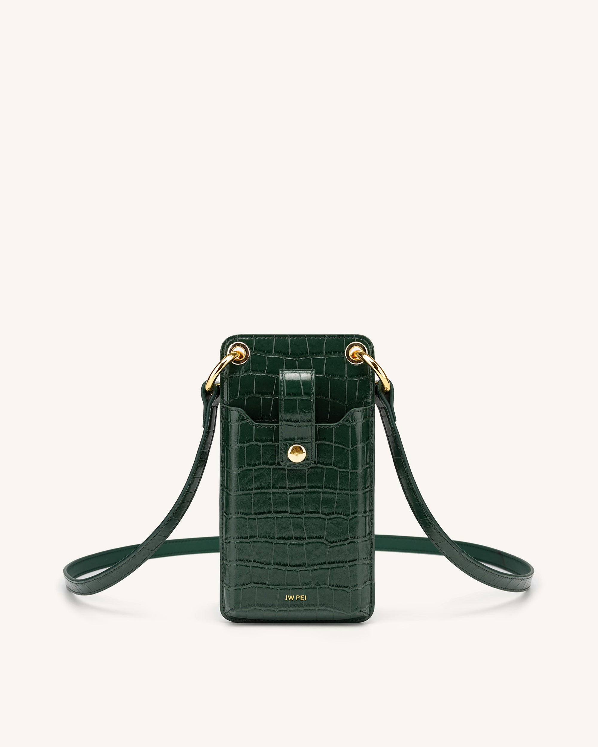 Quinn Phone Bag - Dark Green Croc