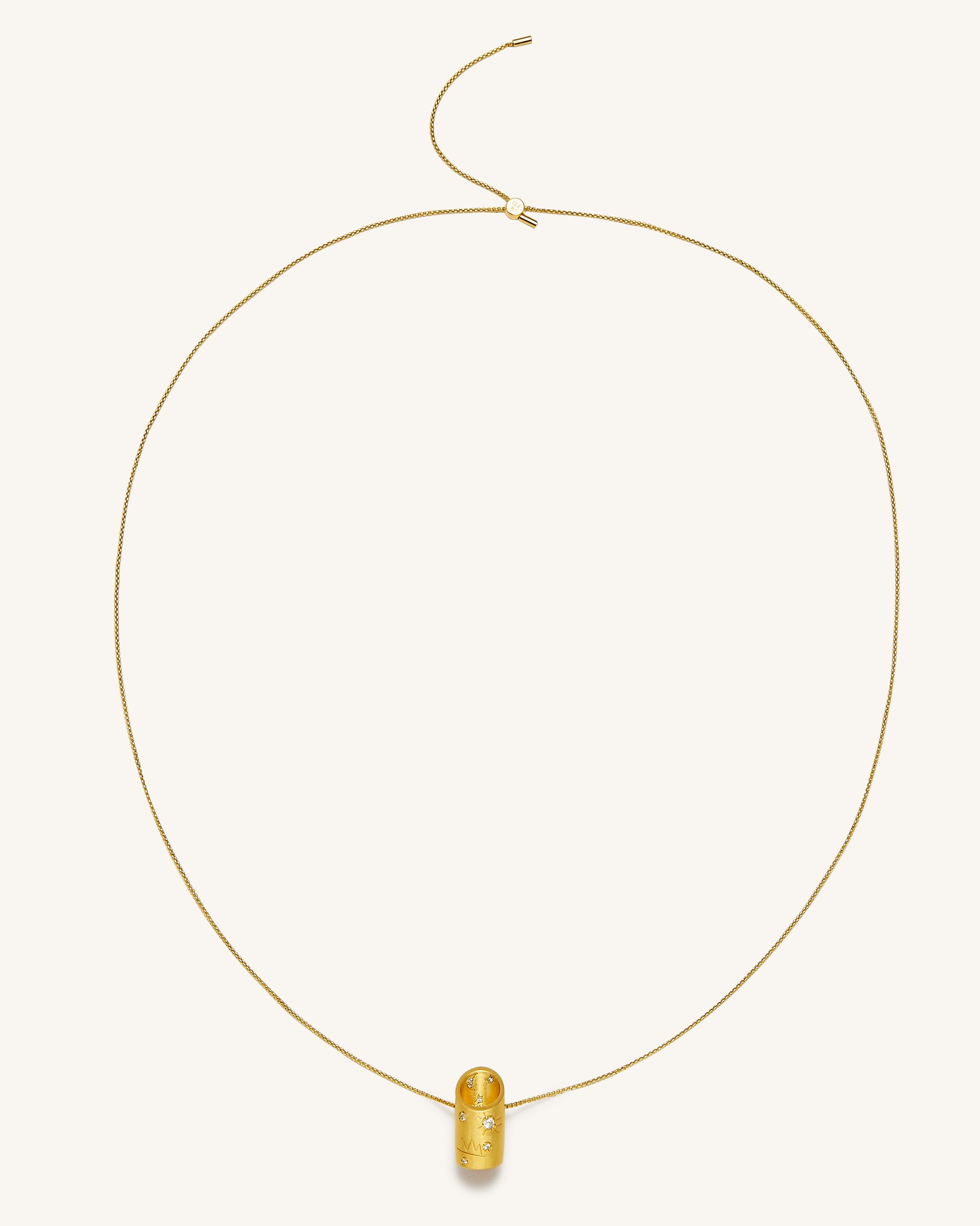 Bamboo Necklace - 18ct Gold Plated & White Zircon