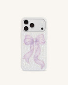 Pearl Artificial Crystal Bow Phone Case - White
