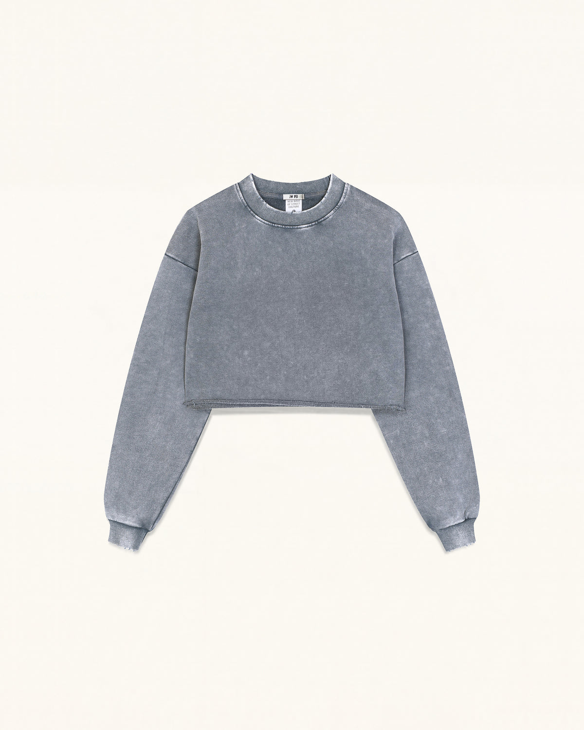 Frayed Hem Cropped Pullover - Vintage Slate
