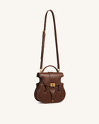 Violin Shape Top Handle Bag - Dark Brown