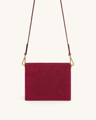 Mini Flap Faux Suede Croc Embossed Crossbody - Burgundy