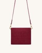Mini Flap Faux Suede Croc Embossed Crossbody - Burgundy