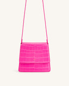 FAE Top Handle Crossbody - Hot Pink Croc