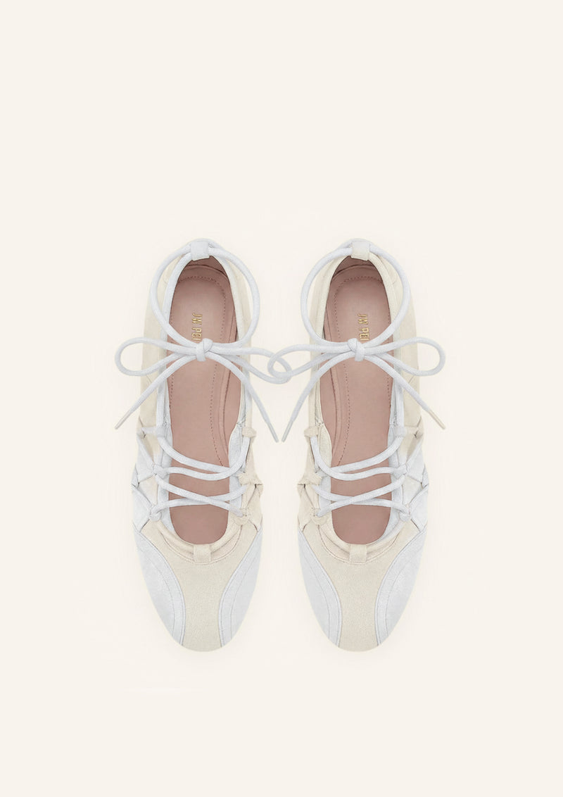 Iria Lace-Up Ballet Flats - Ivory